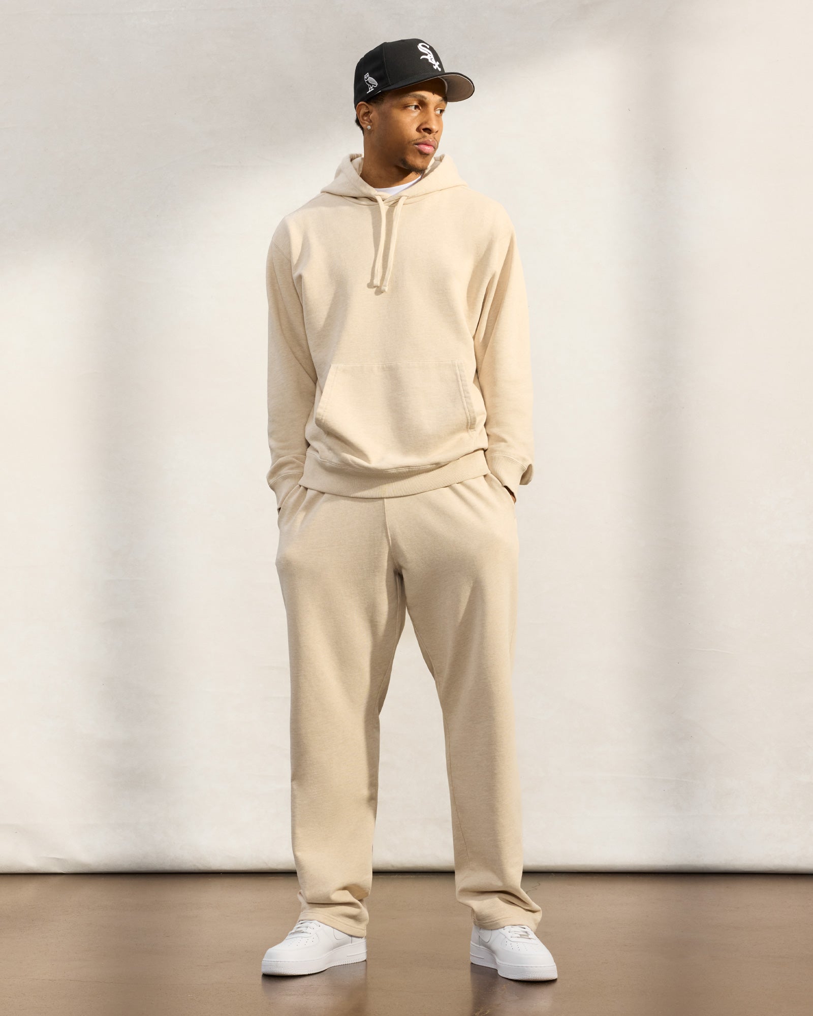 French Terry Open Hem Sweatpant - Oatmeal IMAGE #2