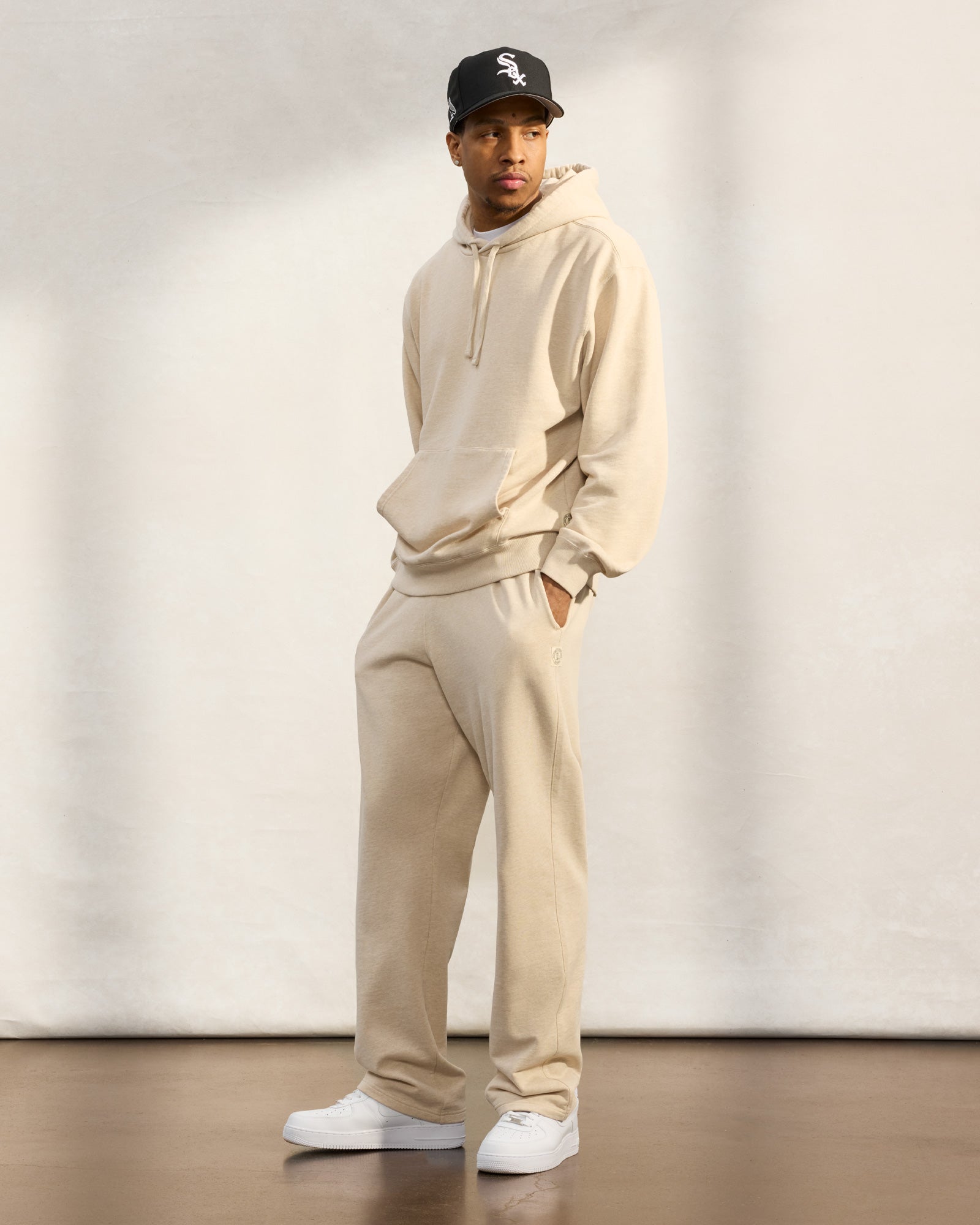 French Terry Open Hem Sweatpant - Oatmeal IMAGE #3