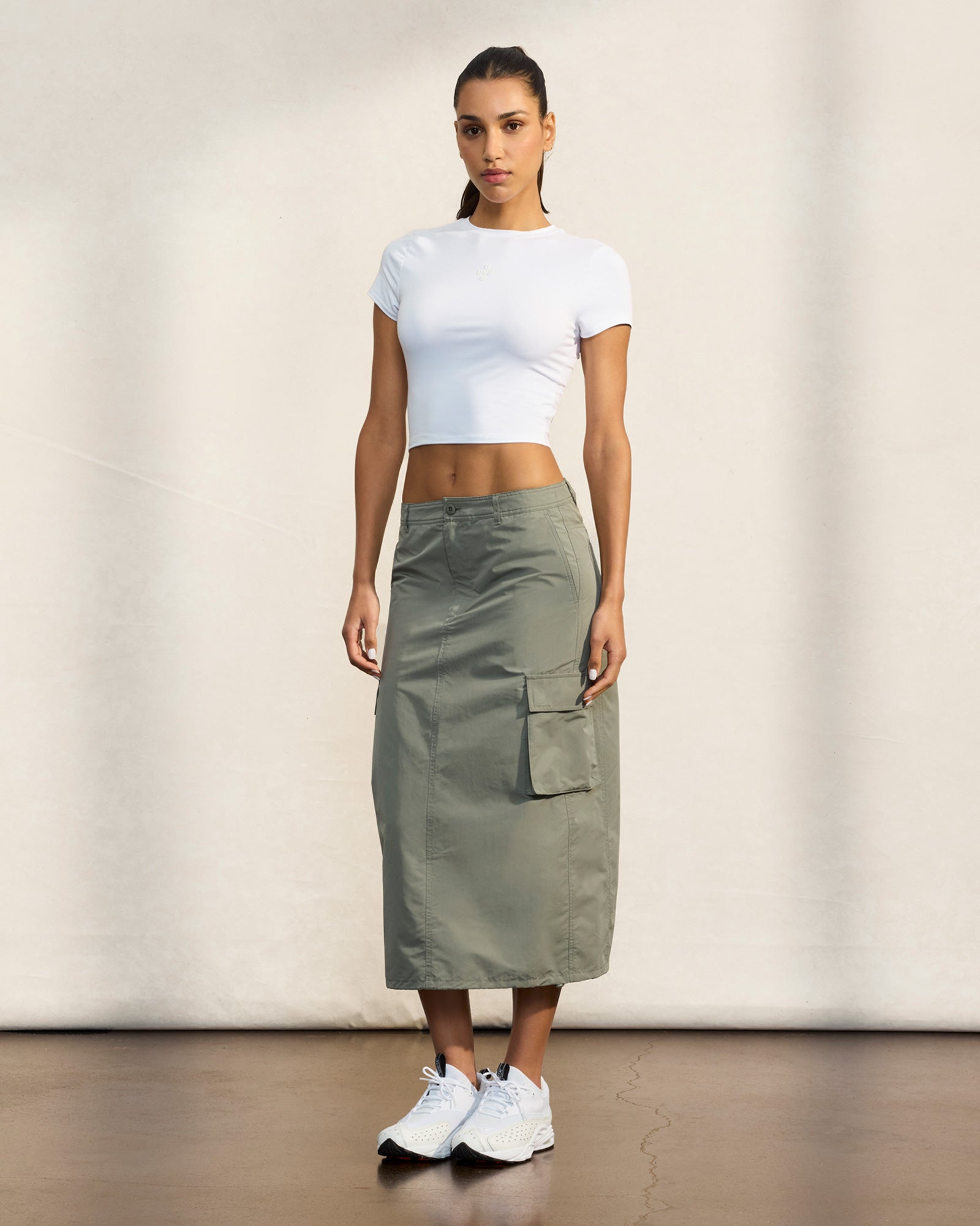 Nylon Cargo Skirt - Olive IMAGE #2