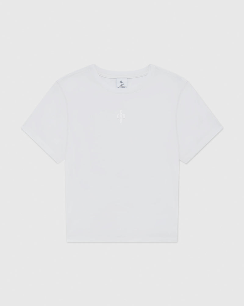 Cropped Pom Pom T-Shirt - White