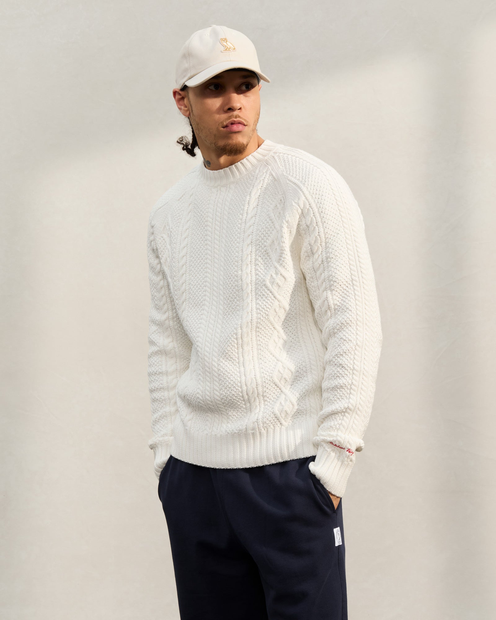 Cable Knit Sweater - White IMAGE #2