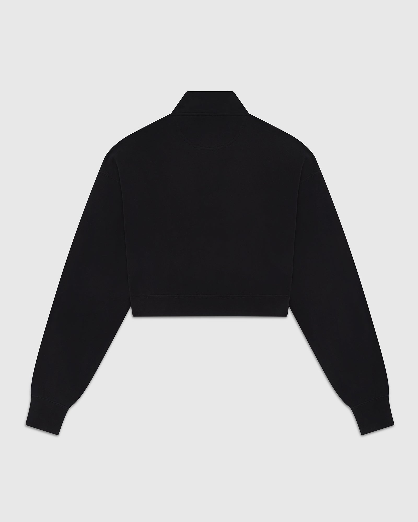 Cropped Quarter Zip Mock Neck Sweater - Black IMAGE #3