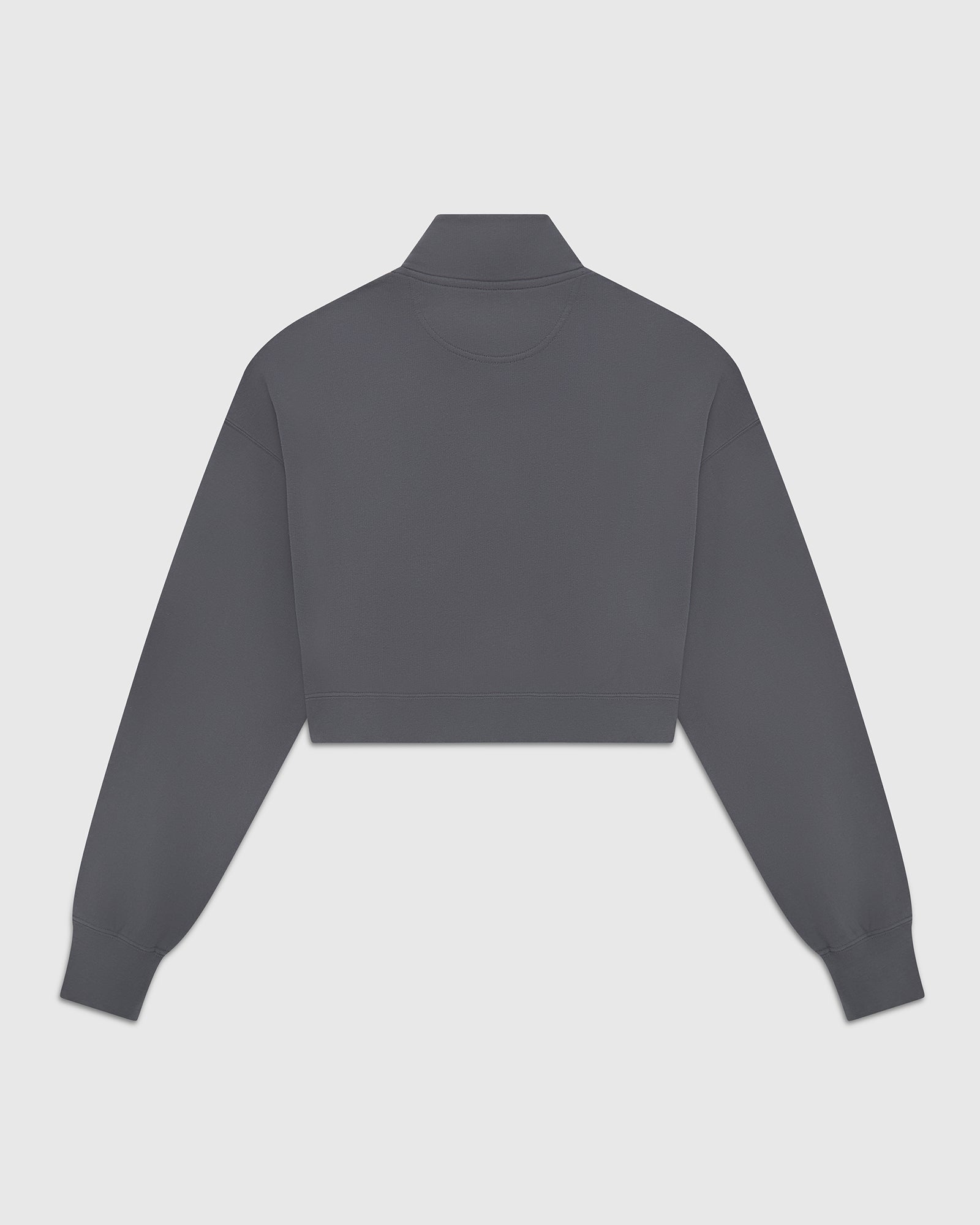 Cropped Quarter Zip Mock Neck Sweater - Charcoal IMAGE #4