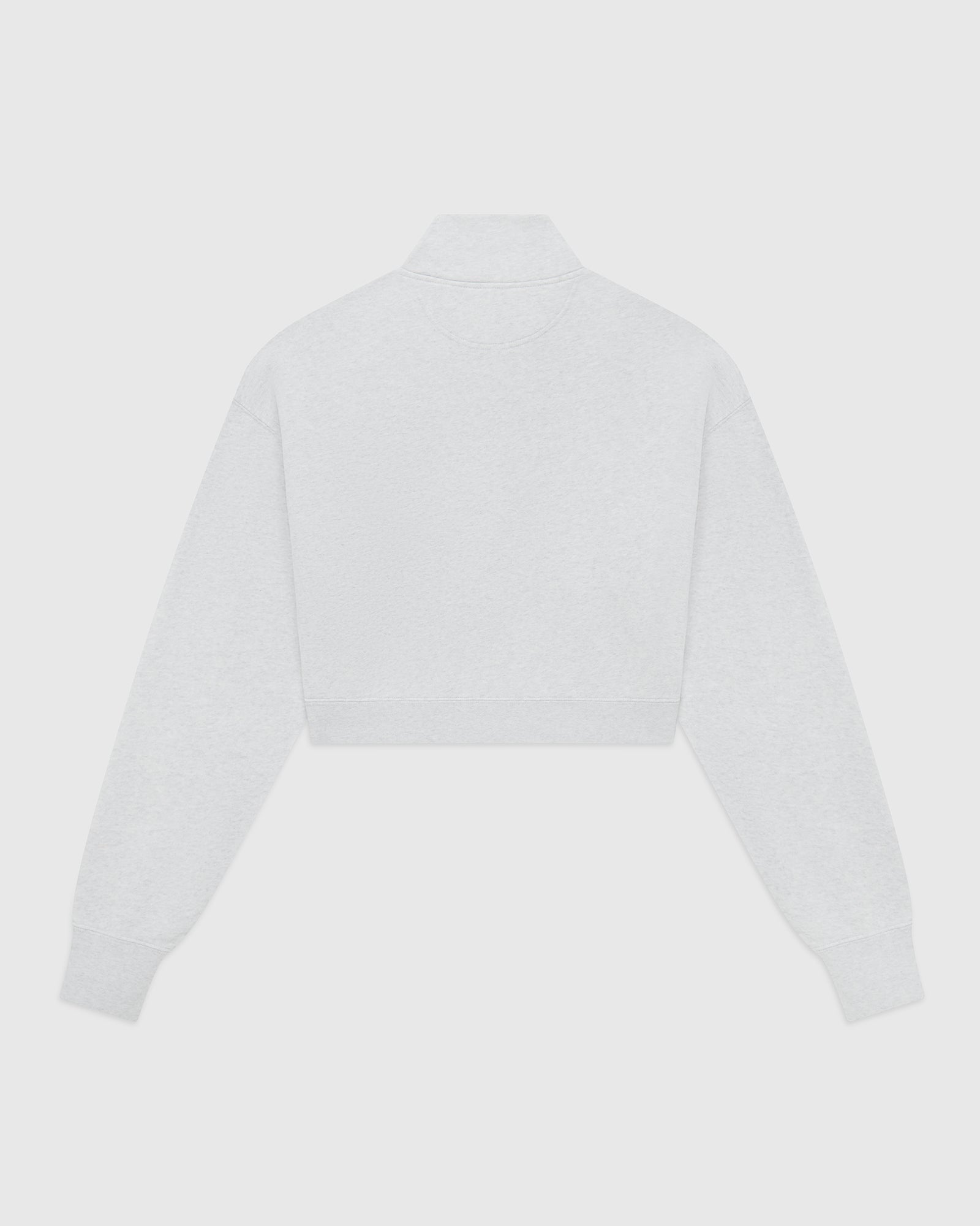 Cropped Quarter Zip Mock Neck Sweater - Ash Heather Grey IMAGE #4