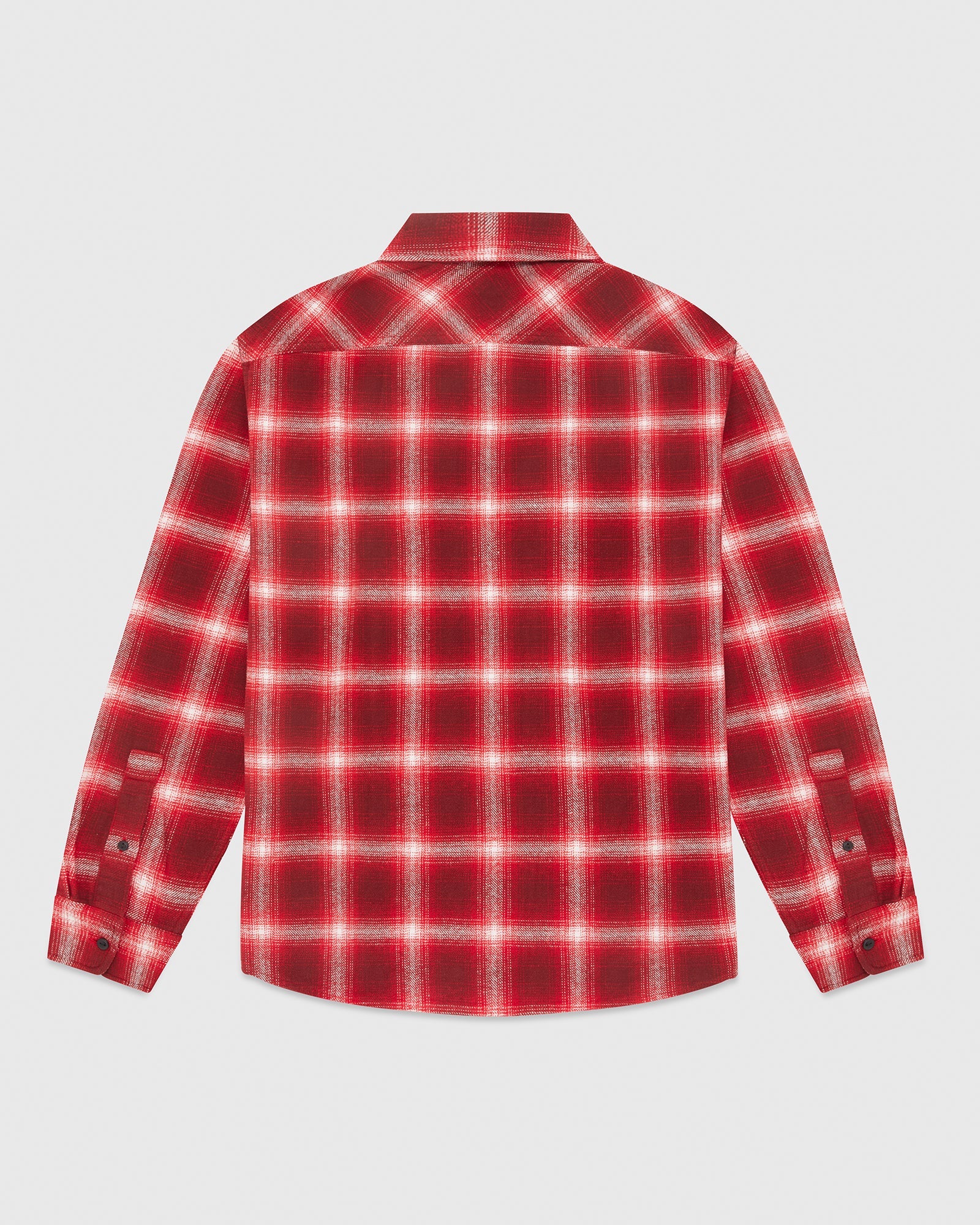 Zip Front Shadow Plaid Shirt - Red IMAGE #9