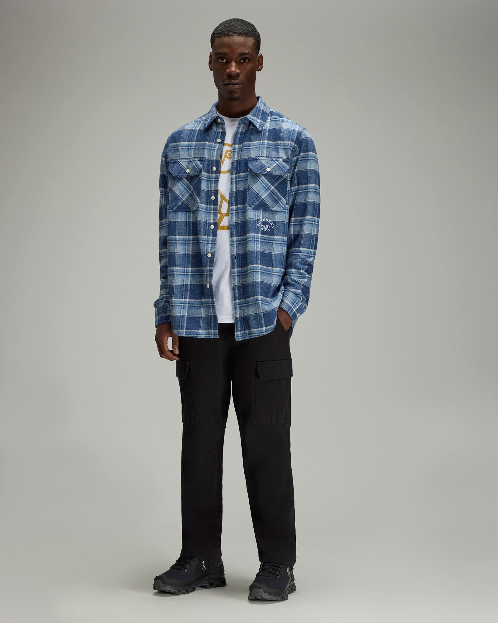 Heather Plaid Flannel Shirt - Blue IMAGE #5