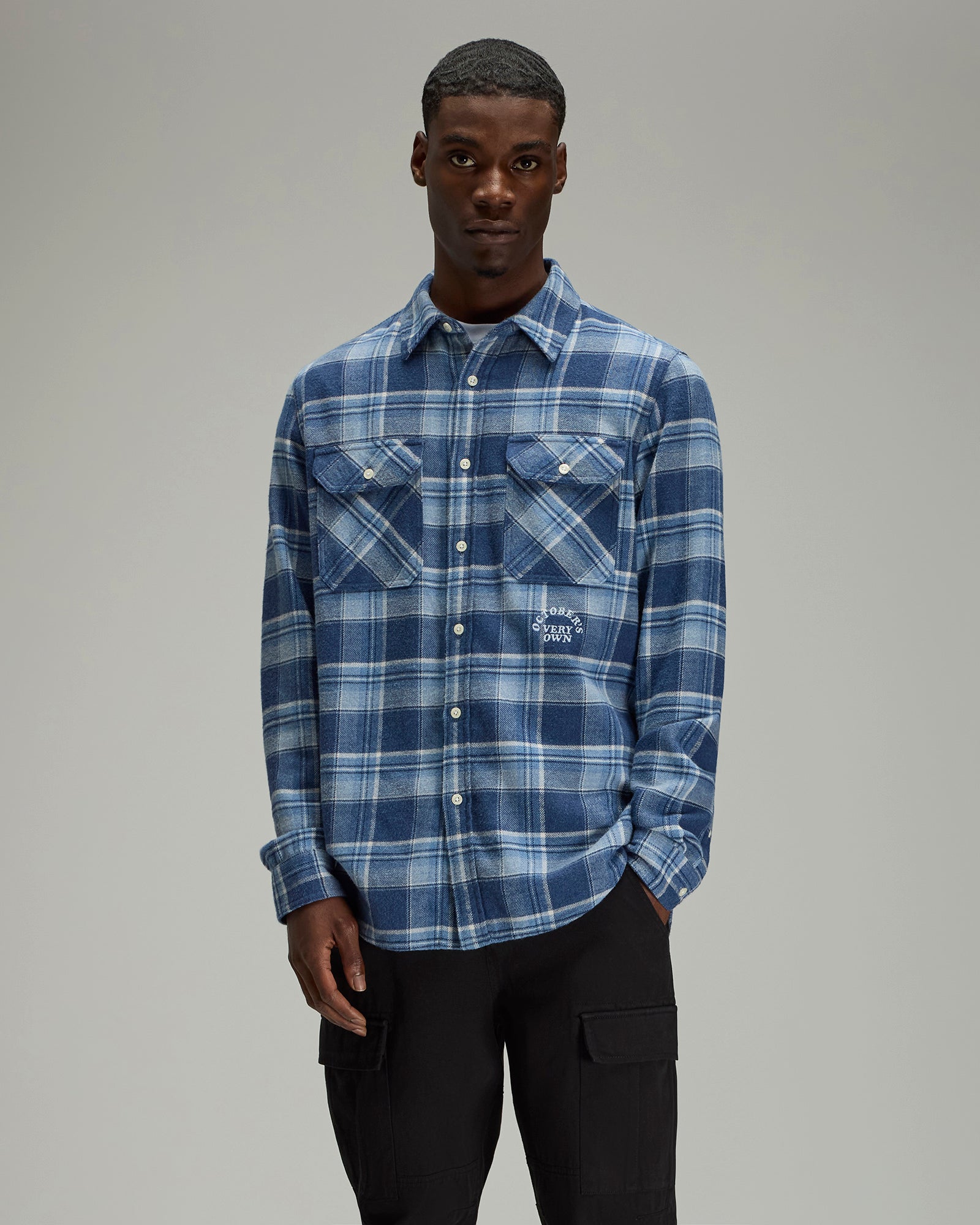 Heather Plaid Flannel Shirt - Blue IMAGE #2