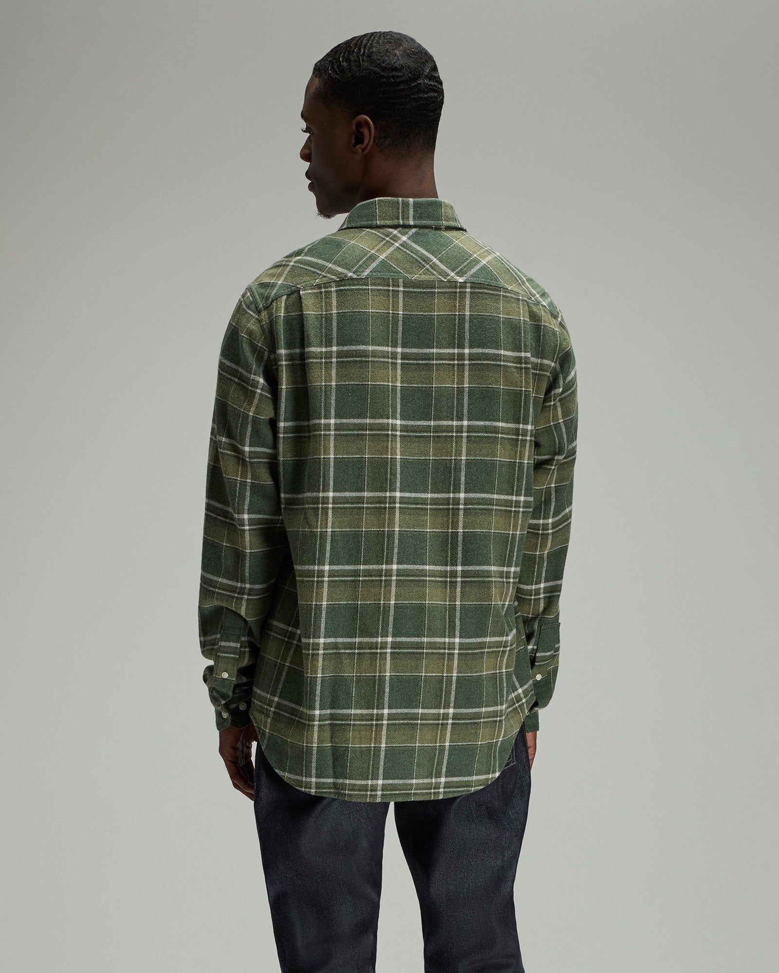 Heather Plaid Flannel Shirt - Green IMAGE #6