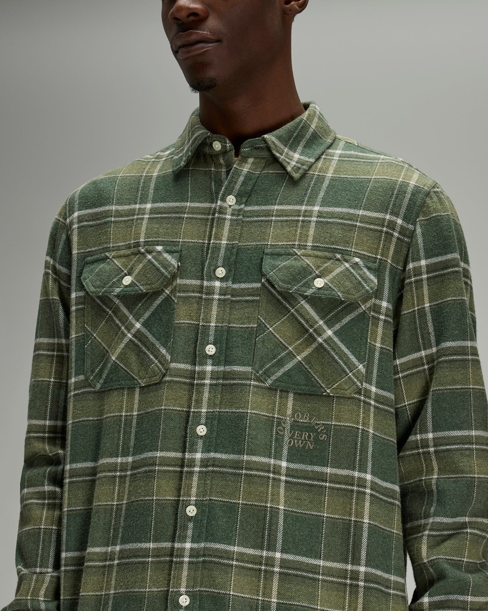 Heather Plaid Flannel Shirt - Green IMAGE #4