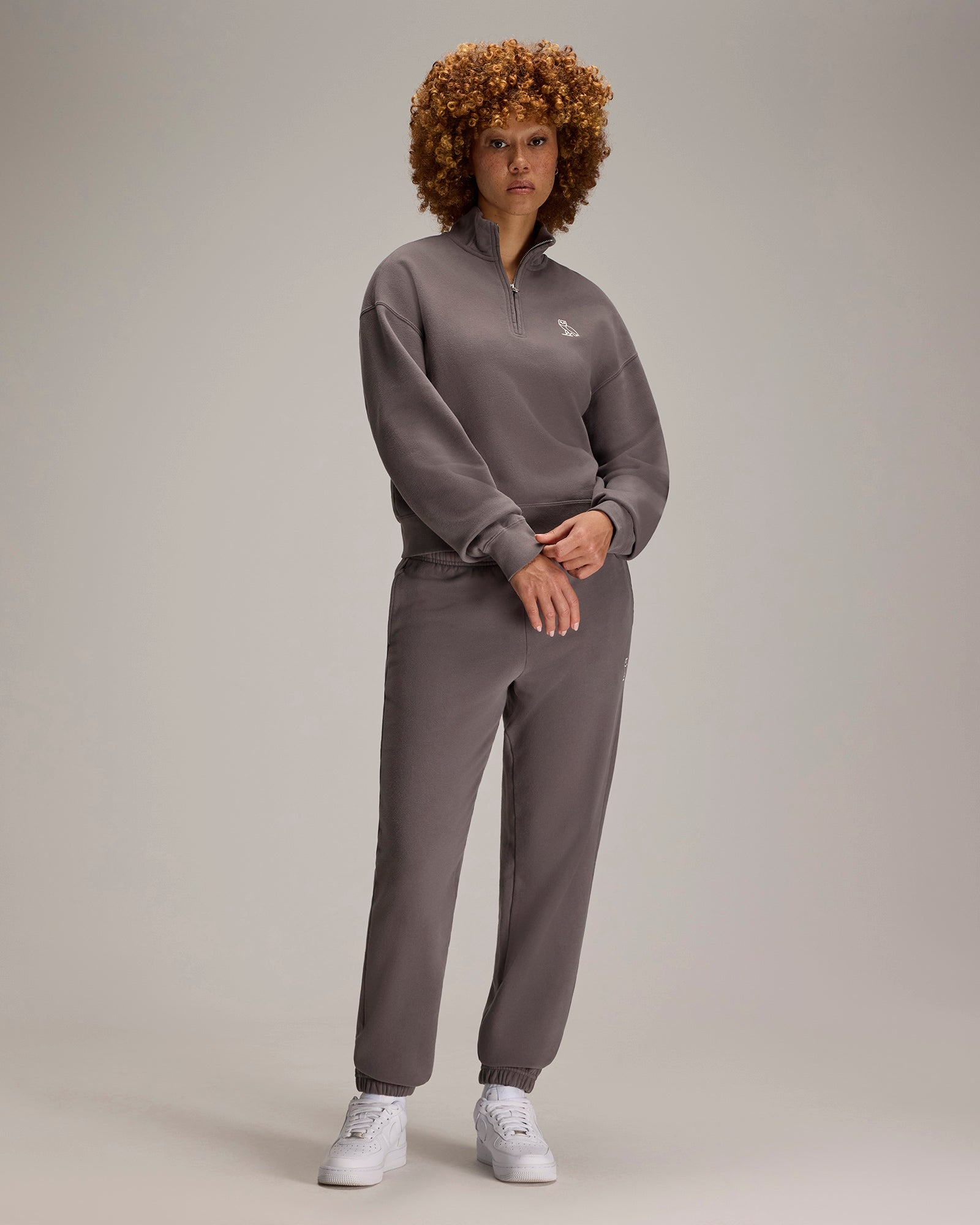 Relaxed-Fit Quarter-Zip Mockneck Sweatshirt - Granite IMAGE #2