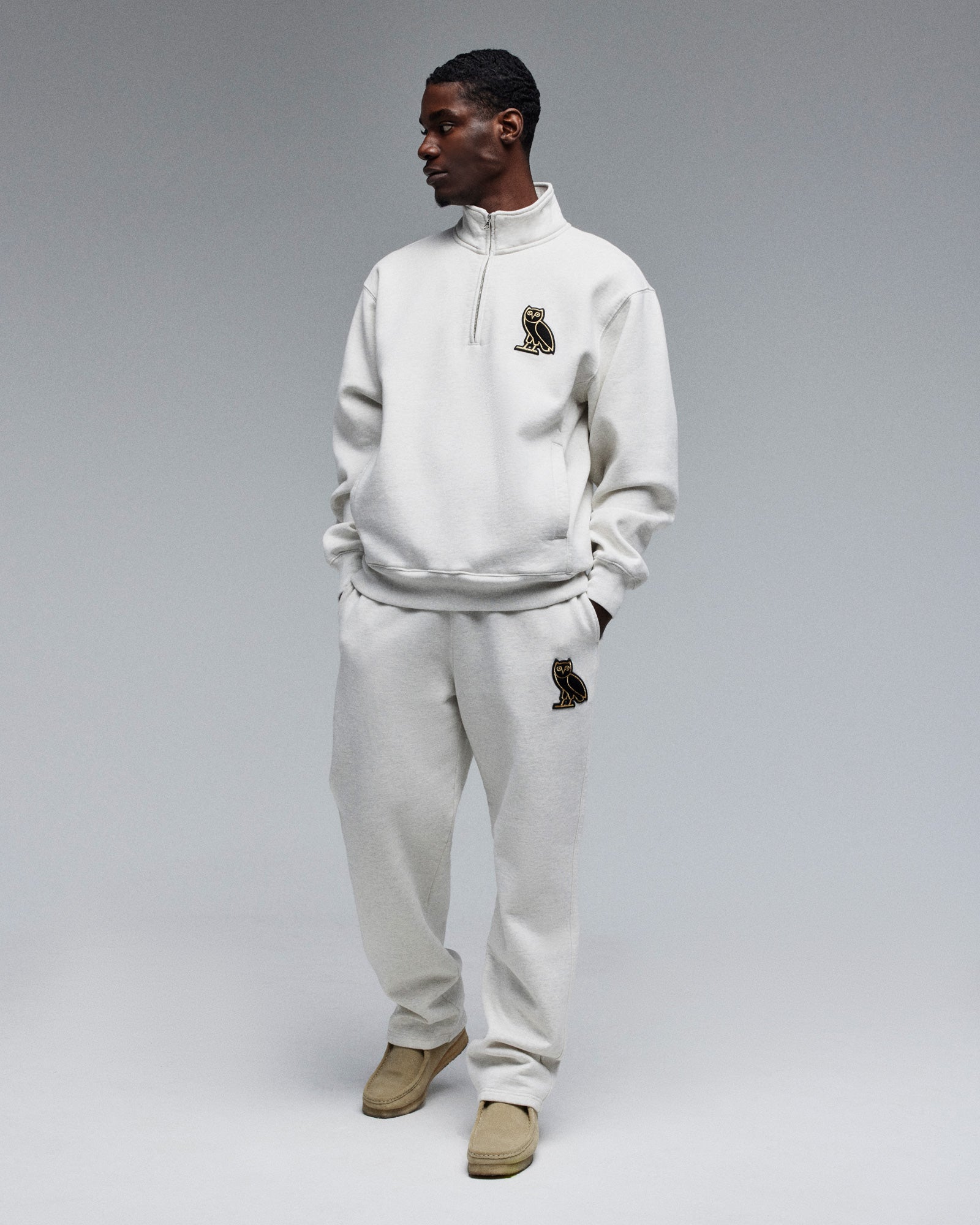 Mini OG Quarter-Zip Mockneck Sweatshirt - Ash Heather Grey IMAGE #2