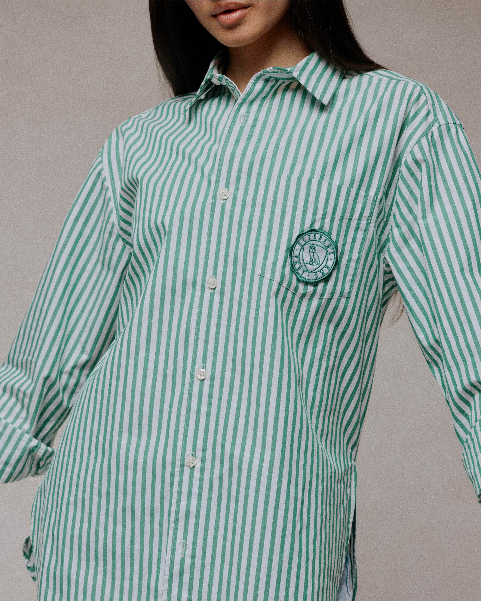 Athletics Club Poplin Striped Shirt - Green IMAGE #3