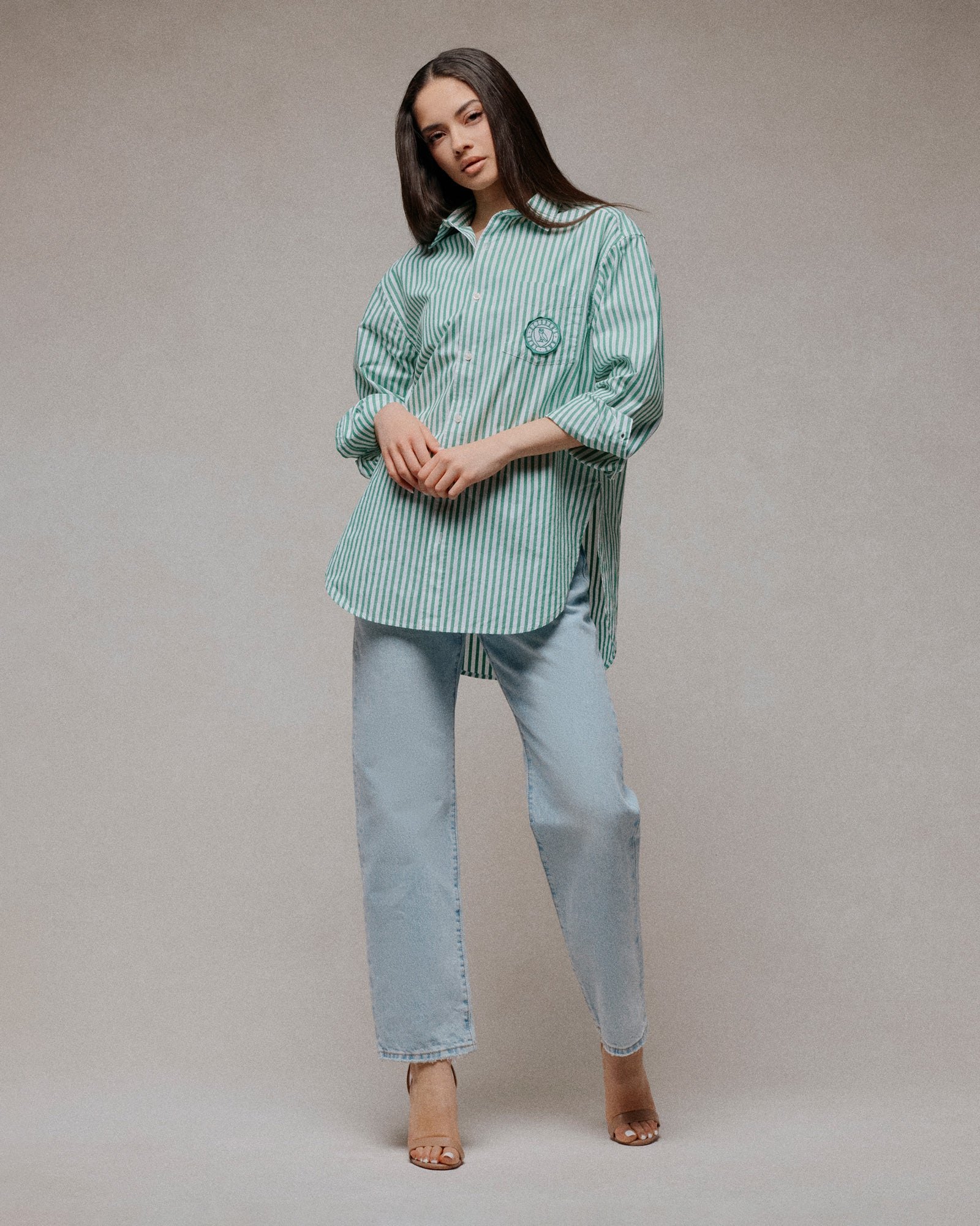 Athletics Club Poplin Striped Shirt - Green IMAGE #2