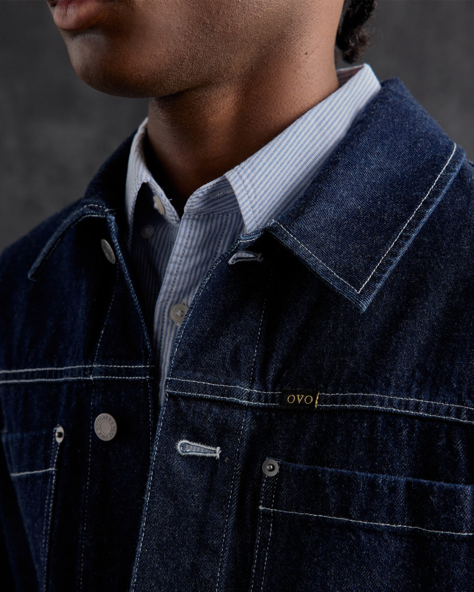 Construction Wordmark Denim Chore Jacket - Indigo IMAGE #3