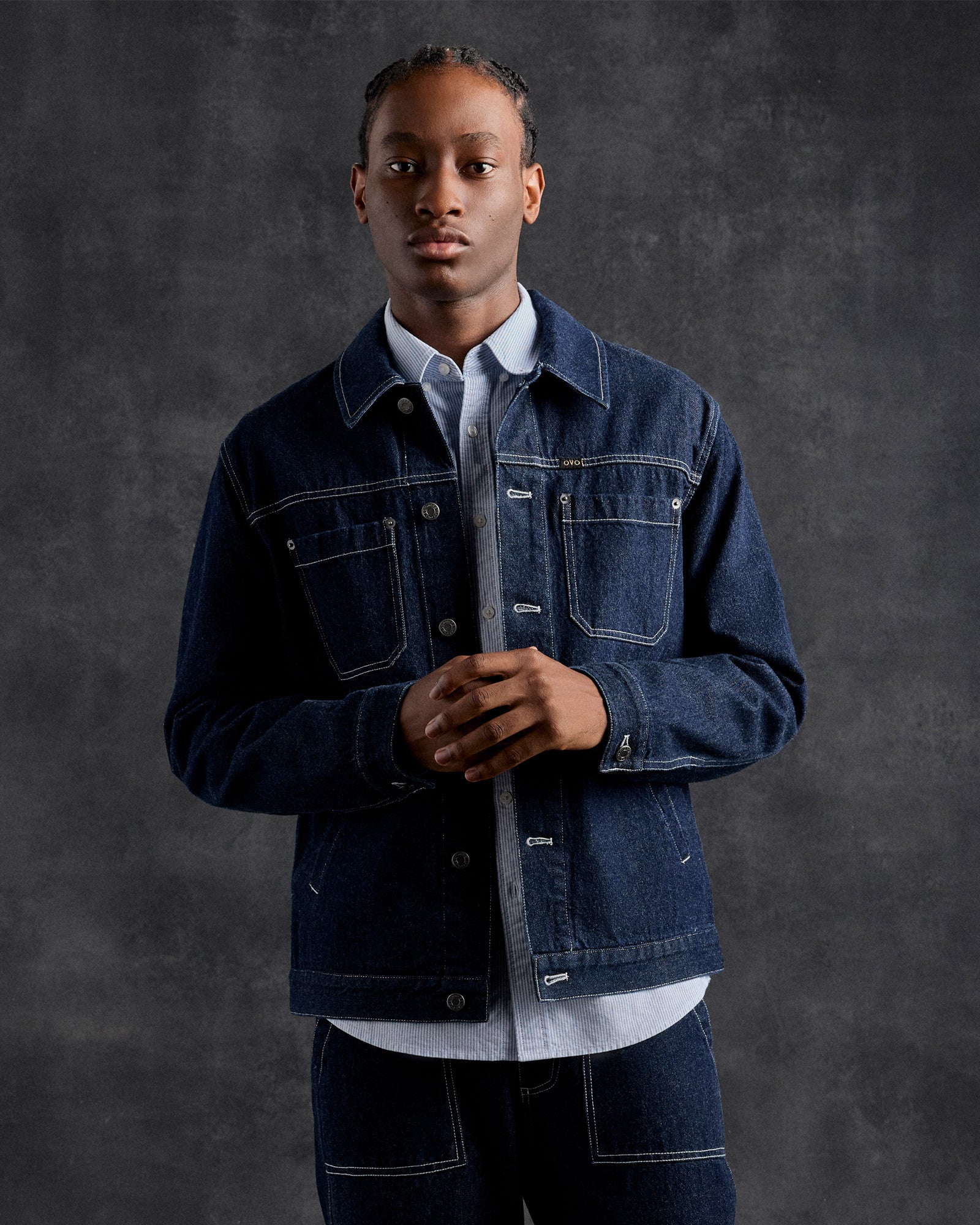 Construction Wordmark Denim Chore Jacket - Indigo IMAGE #2