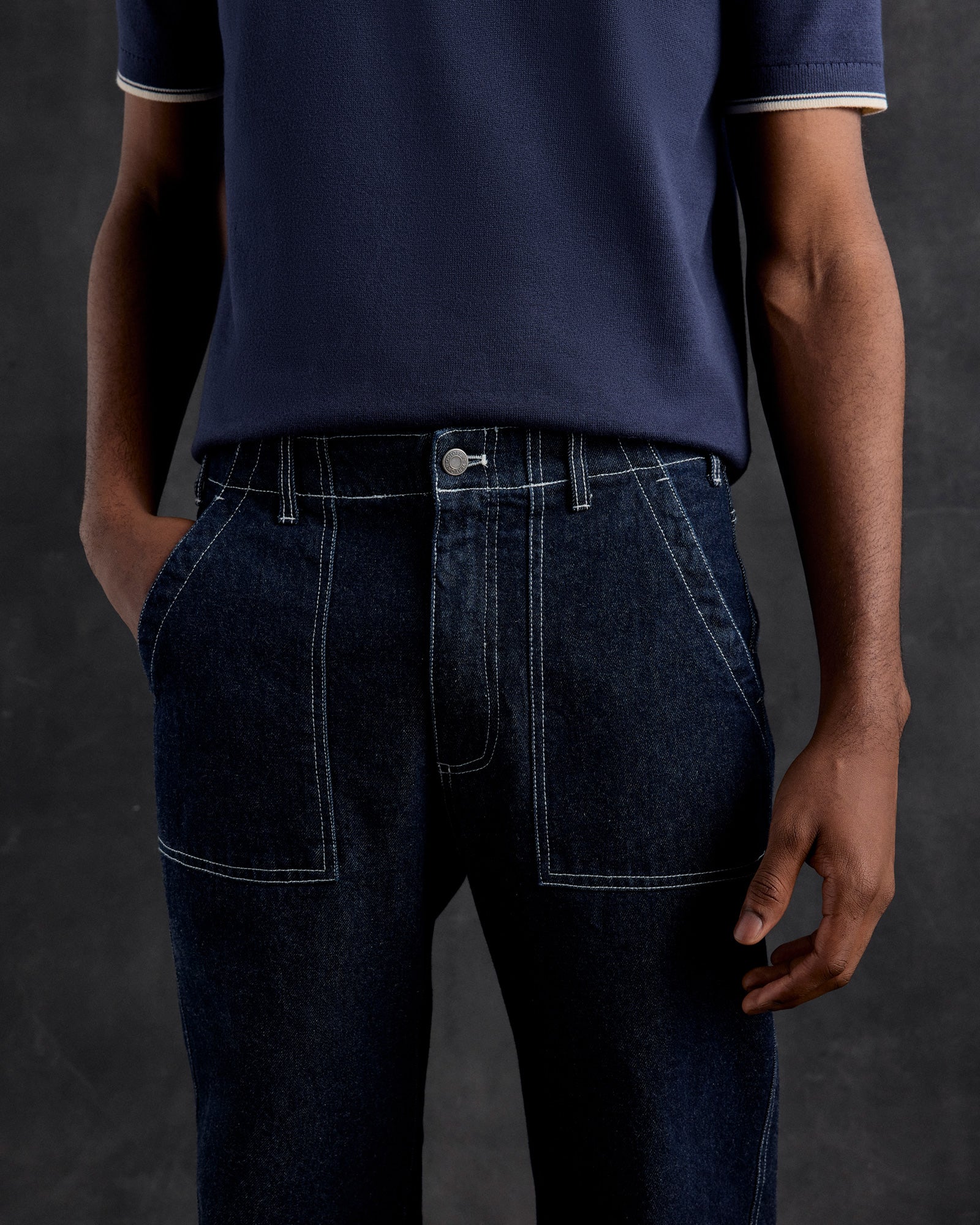 Construction Wordmark Denim Fatigue Pant - Indigo IMAGE #3
