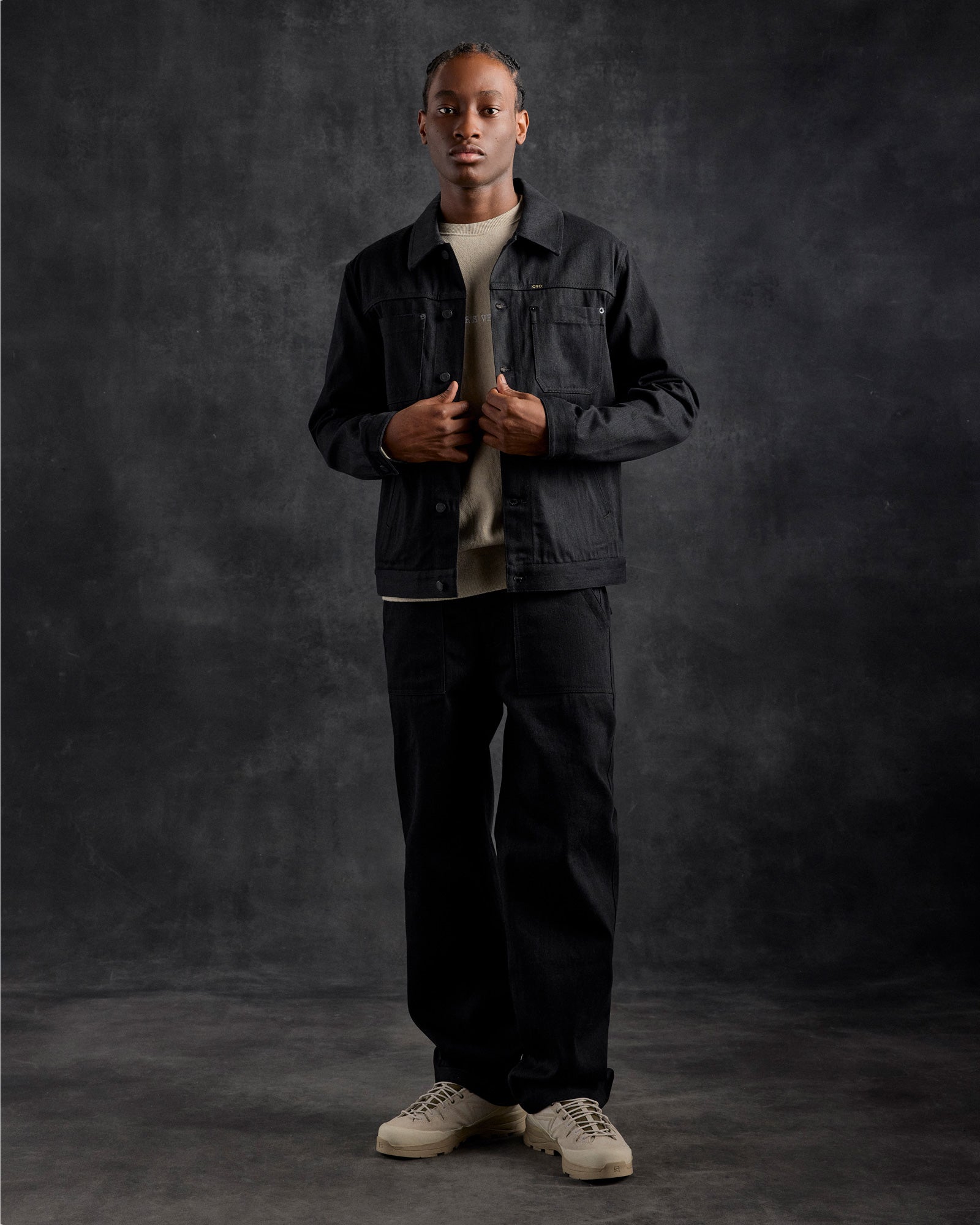 Construction Wordmark Denim Chore Jacket - Black IMAGE #2