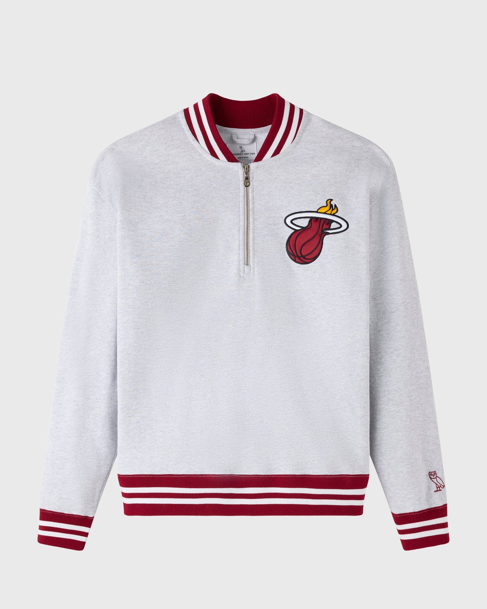 NBA Miami Heat Quarter-Zip Mockneck Sweatshirt - Ash Heather Grey IMAGE #2