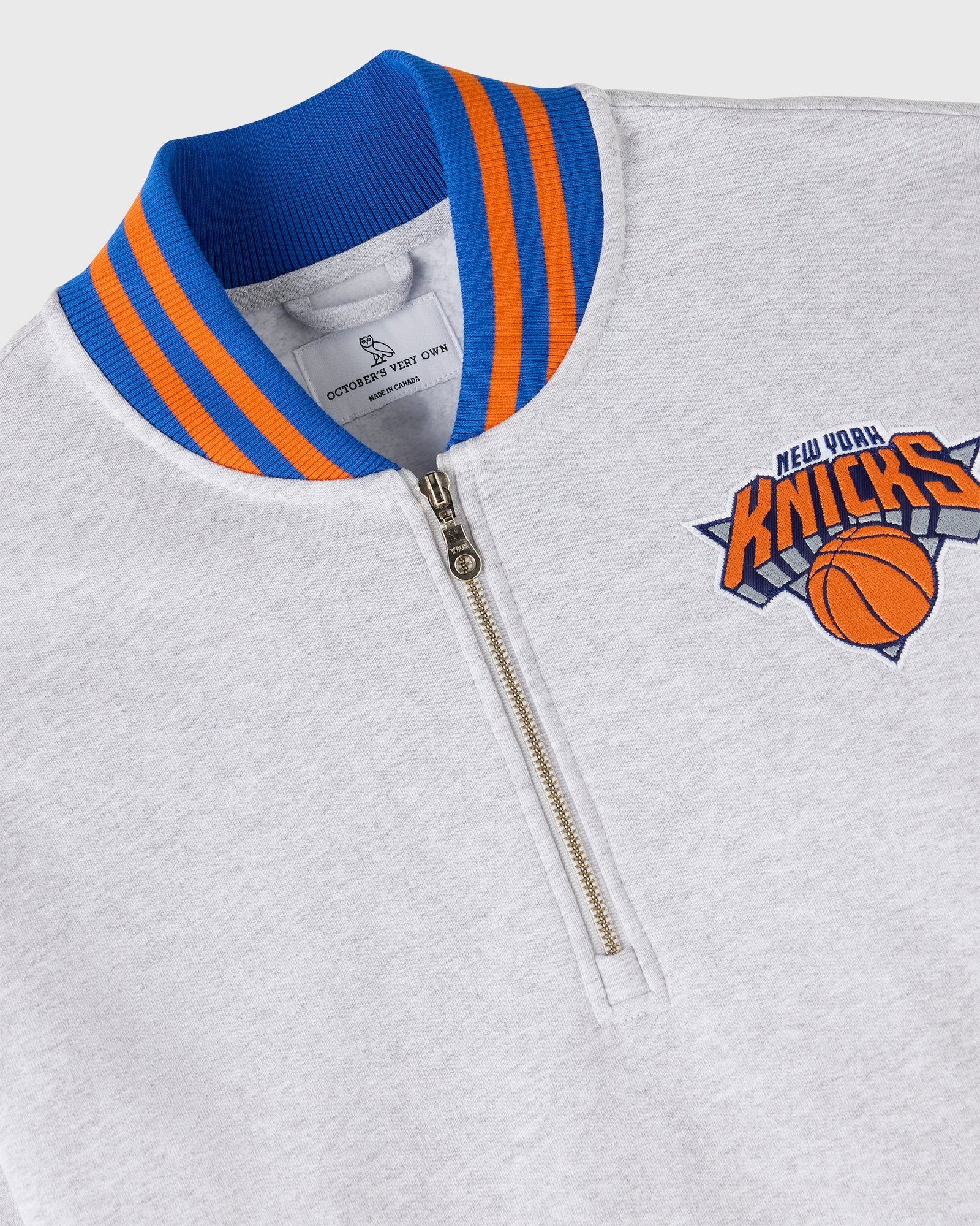 NBA New York Knicks Quarter-Zip Mockneck Sweatshirt - Ash Heather Grey IMAGE #8