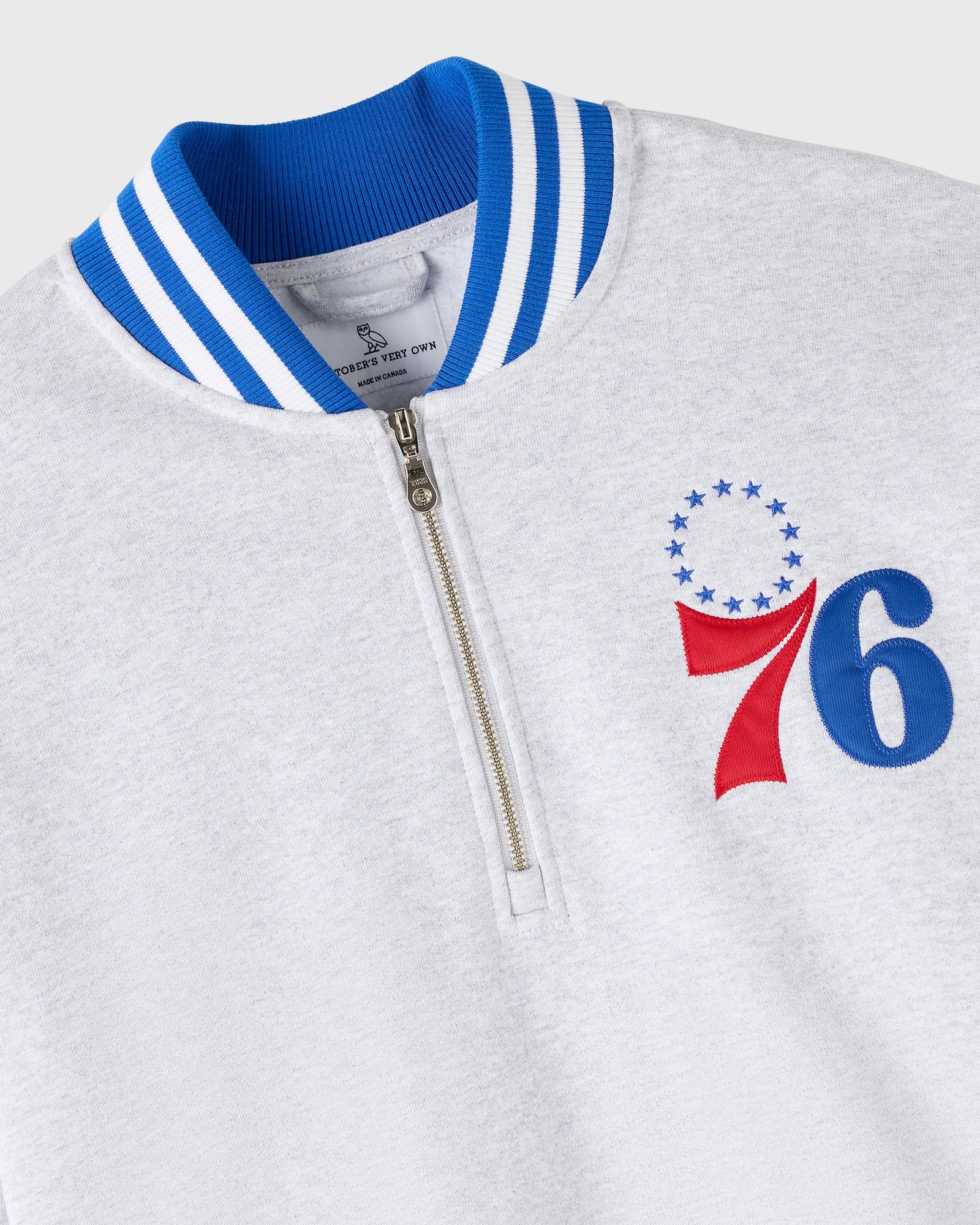 NBA Philadelphia 76ers Quarter-Zip Mockneck Sweatshirt - Ash Heather Grey IMAGE #8