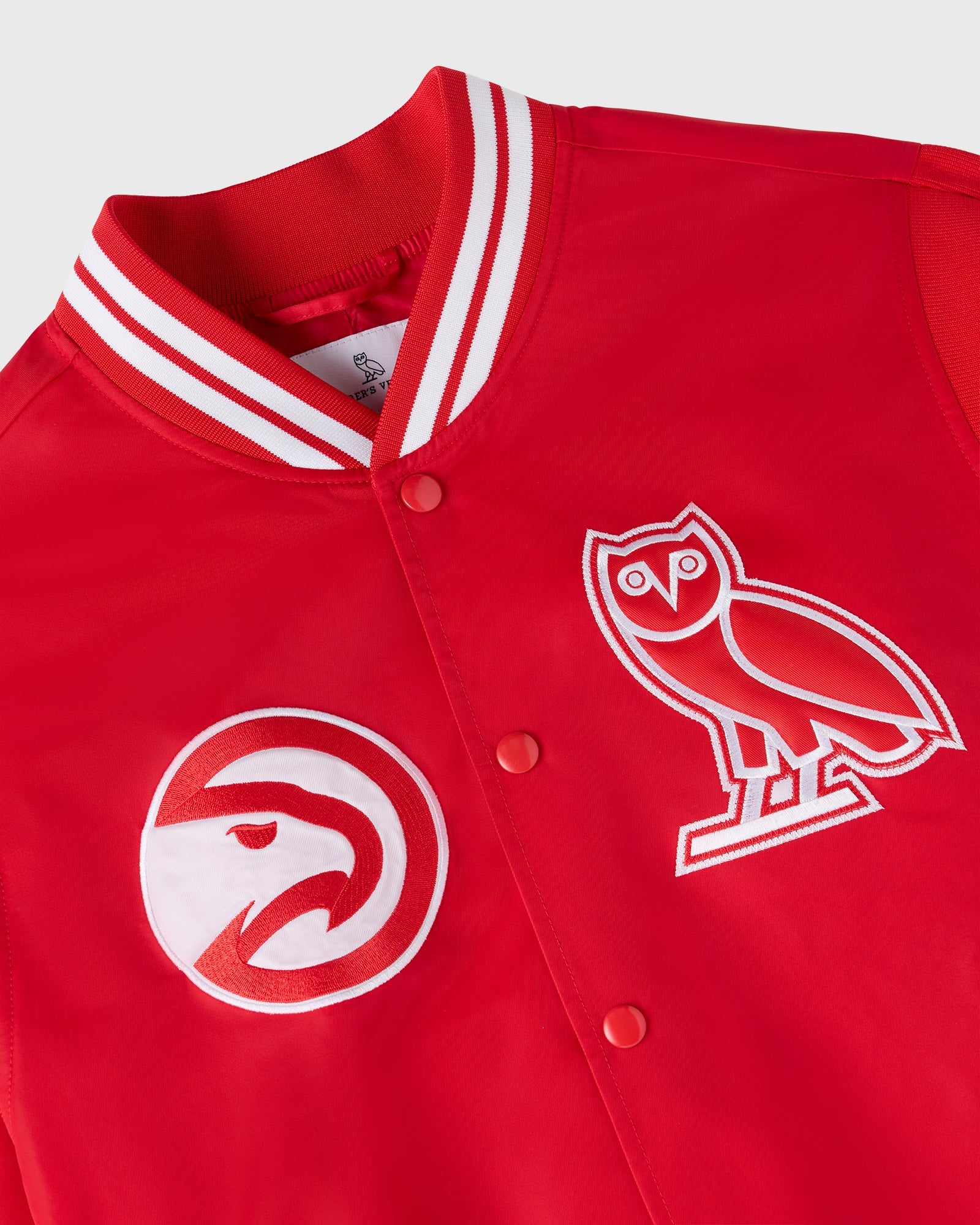 NBA Atlanta Hawks Satin Varsity Jacket - Red IMAGE #8