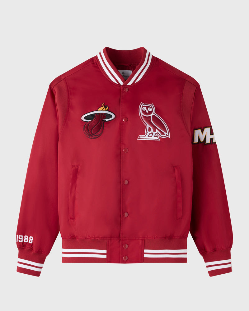 NBA Miami Heat Satin Varsity Jacket - Red