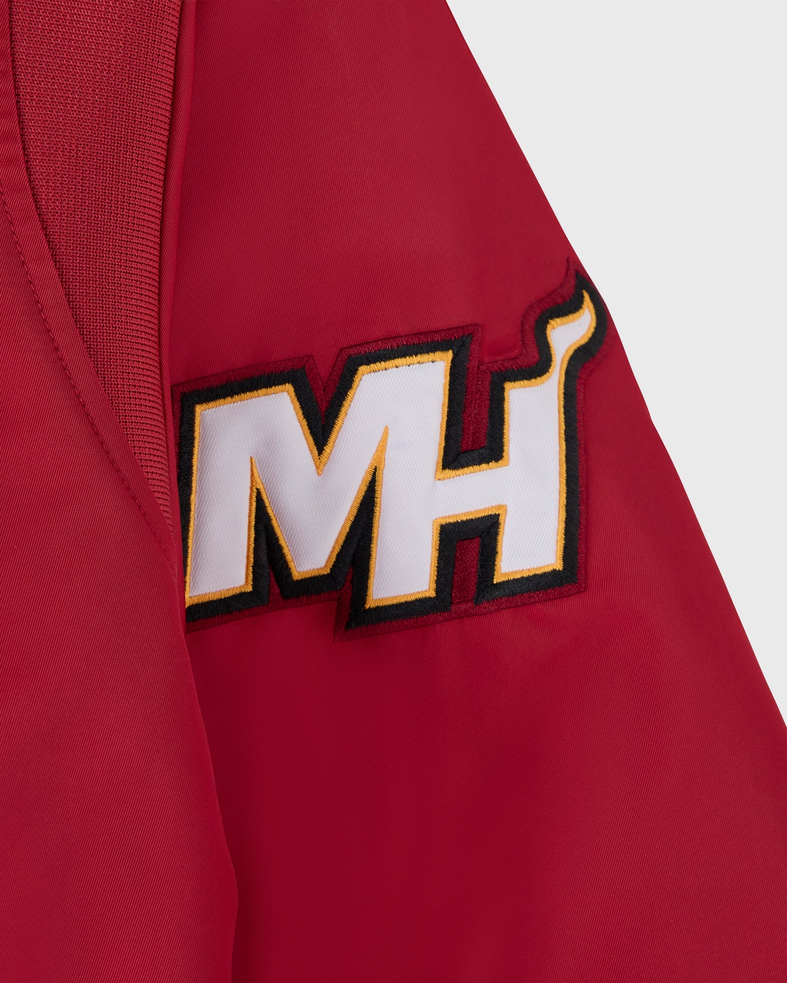 NBA Miami Heat Satin Varsity Jacket - Red IMAGE #10