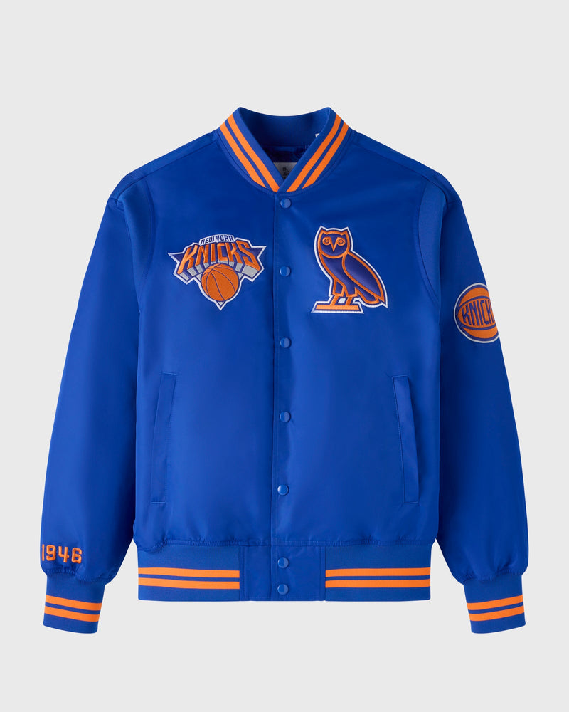 NBA New York Knicks Satin Varsity Jacket - Blue