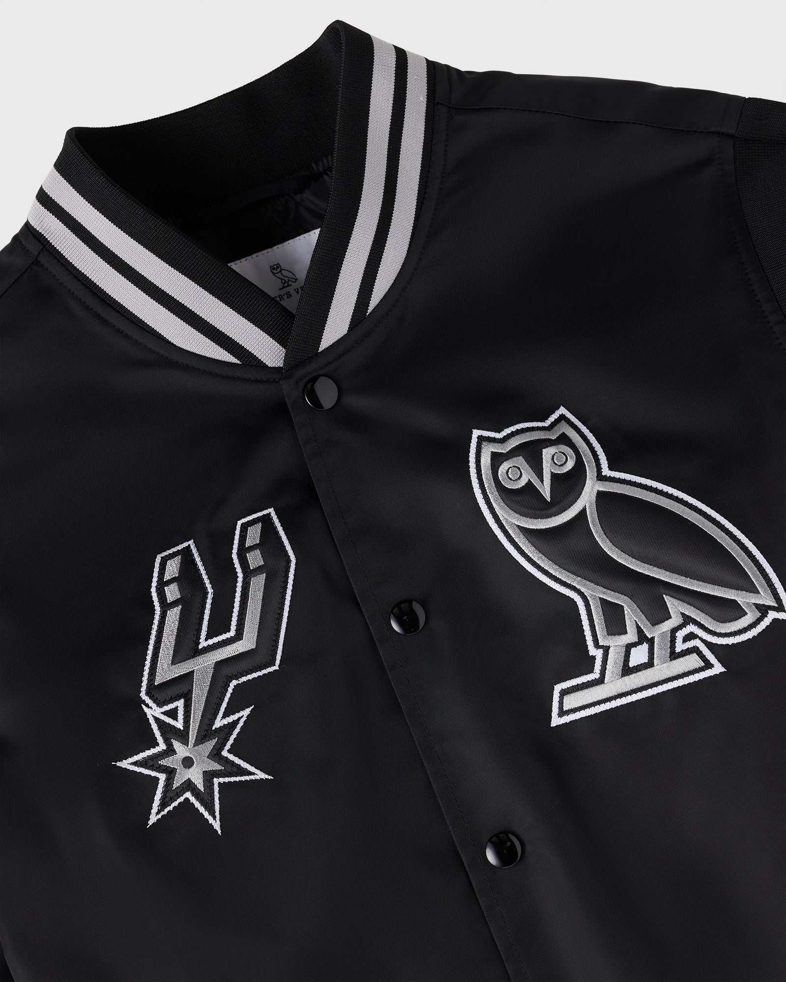 NBA San Antonio Spurs Satin Varsity Jacket - Black IMAGE #8