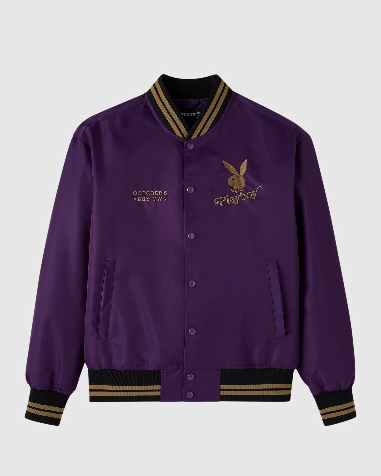 Playboy Satin Varsity Jacket - Purple IMAGE #2