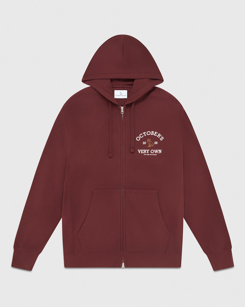 Collegiate Full-Zip Hoodie - Dark Crimson