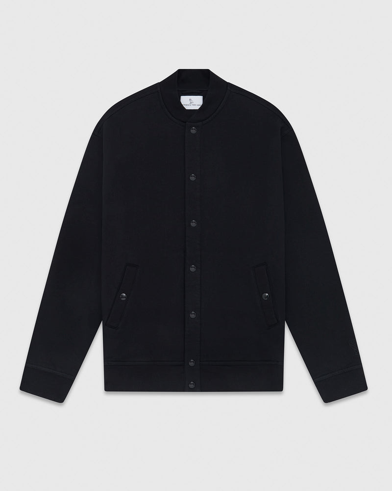 Fleece Varsity Jacket  - Black