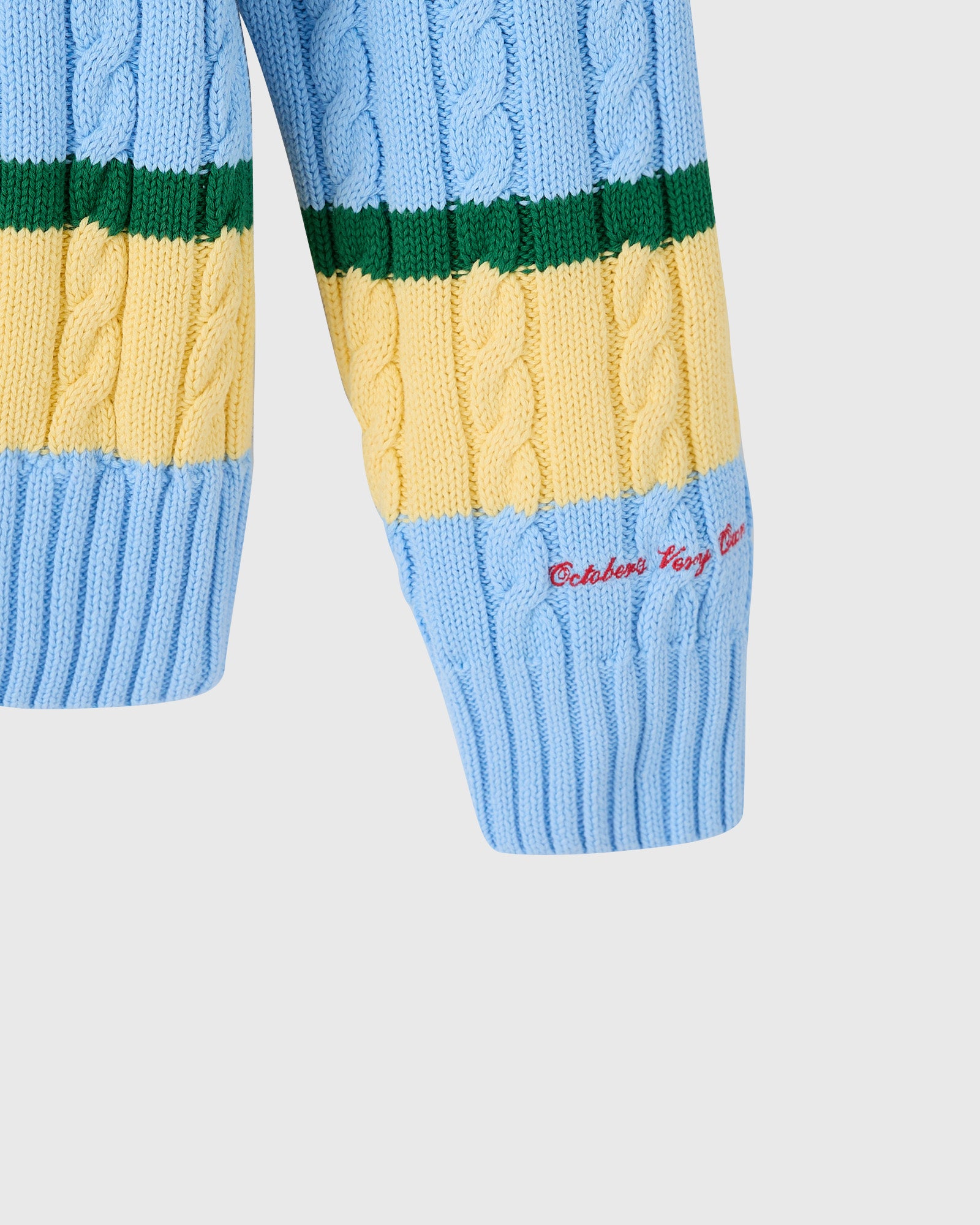 Script Wordmark Stripe Cable Knit Sweater - Light Blue/Multi IMAGE #5