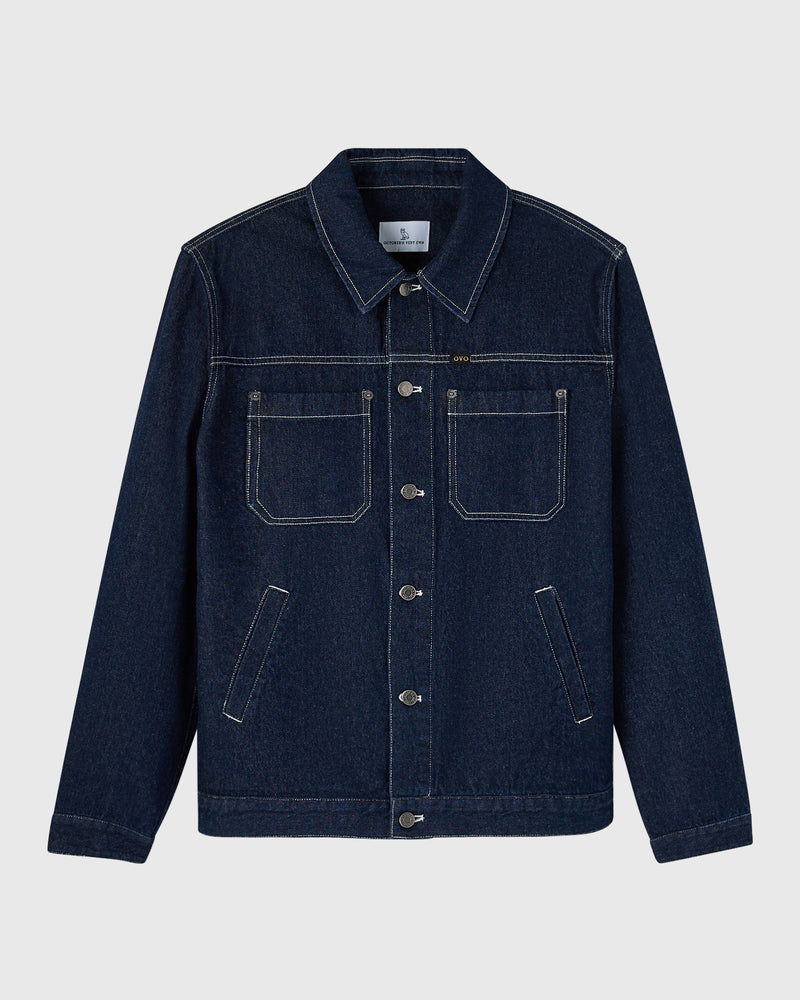 Construction Wordmark Denim Chore Jacket - Indigo