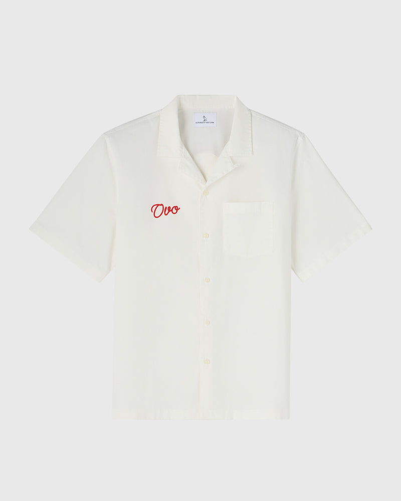 Rose Drop Poplin Camp Shirt - White