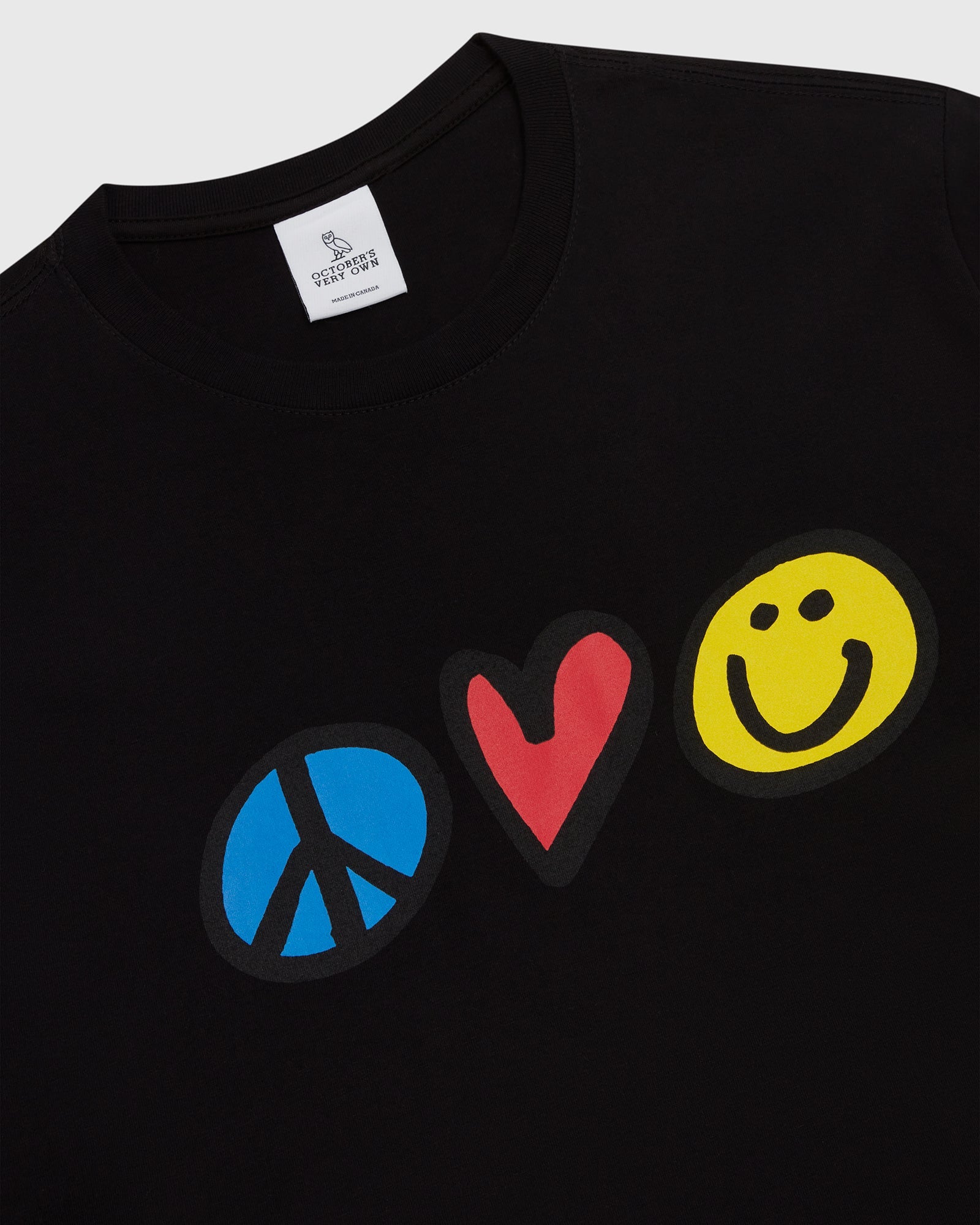 Peace Love Happiness T-Shirt - Black IMAGE #2