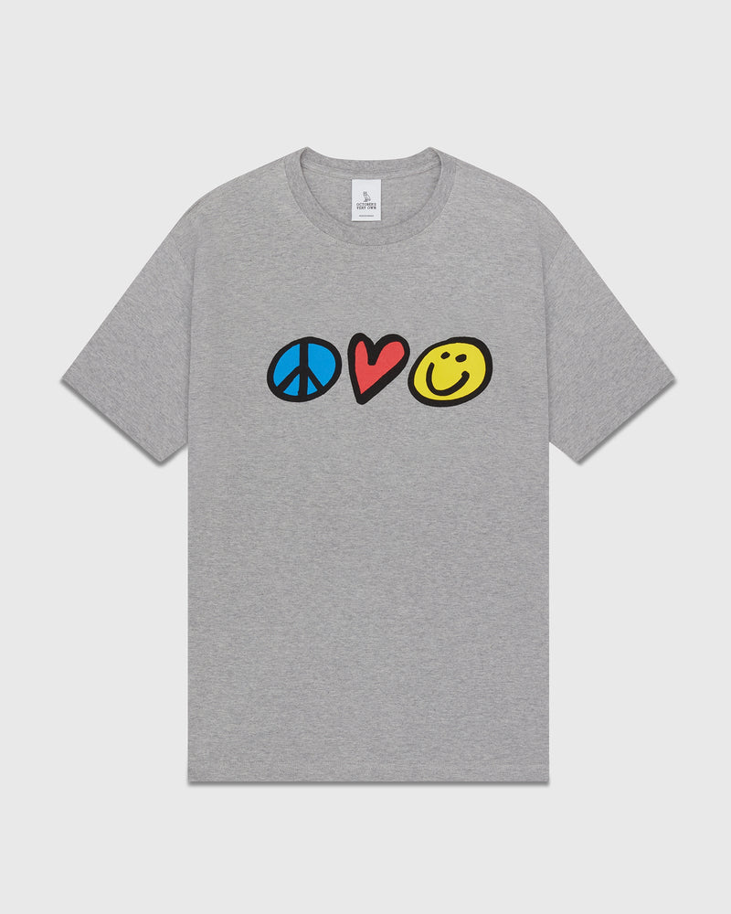 Peace Love Happiness T-Shirt - Heather Grey