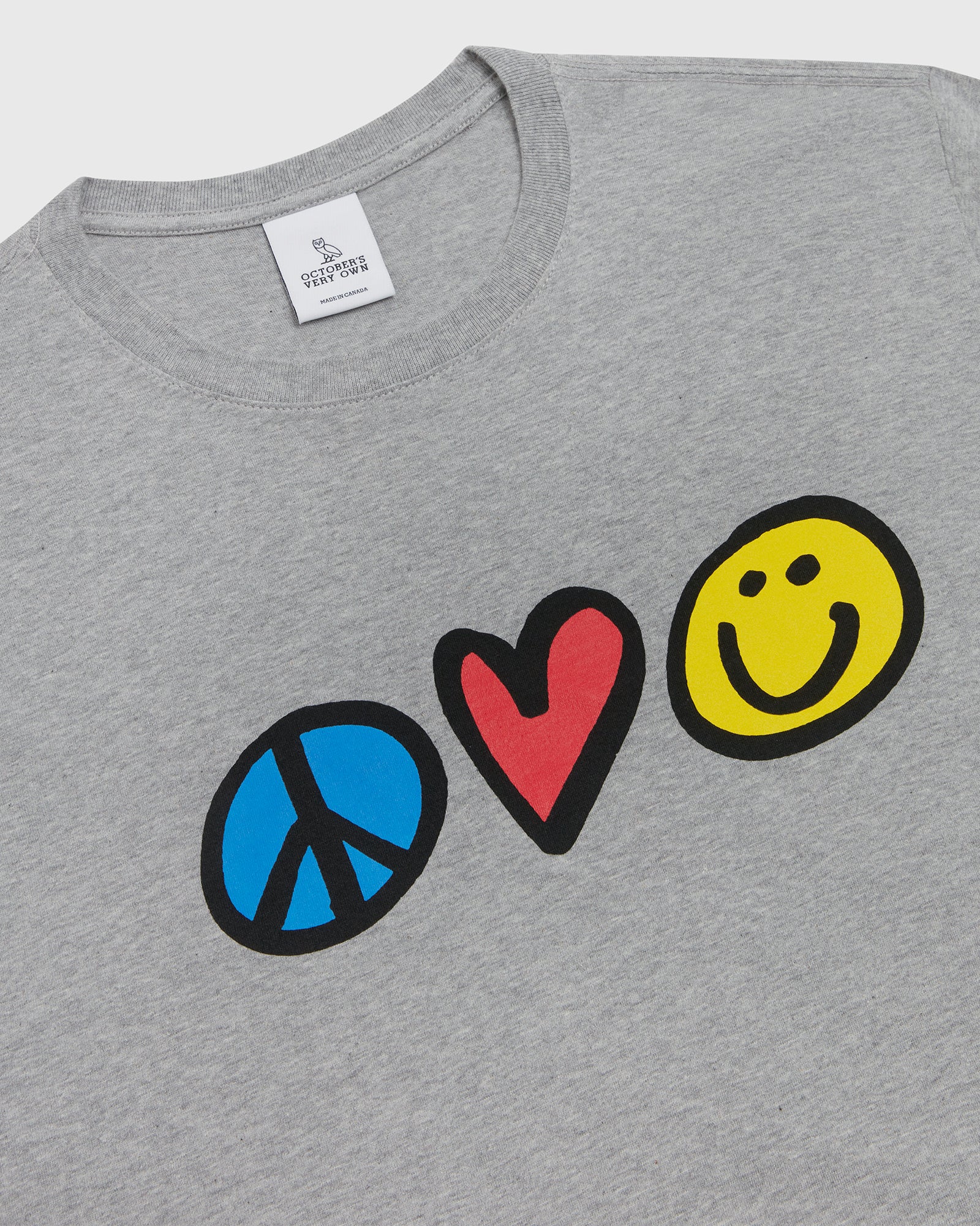 Peace Love Happiness T-Shirt - Heather Grey IMAGE #2