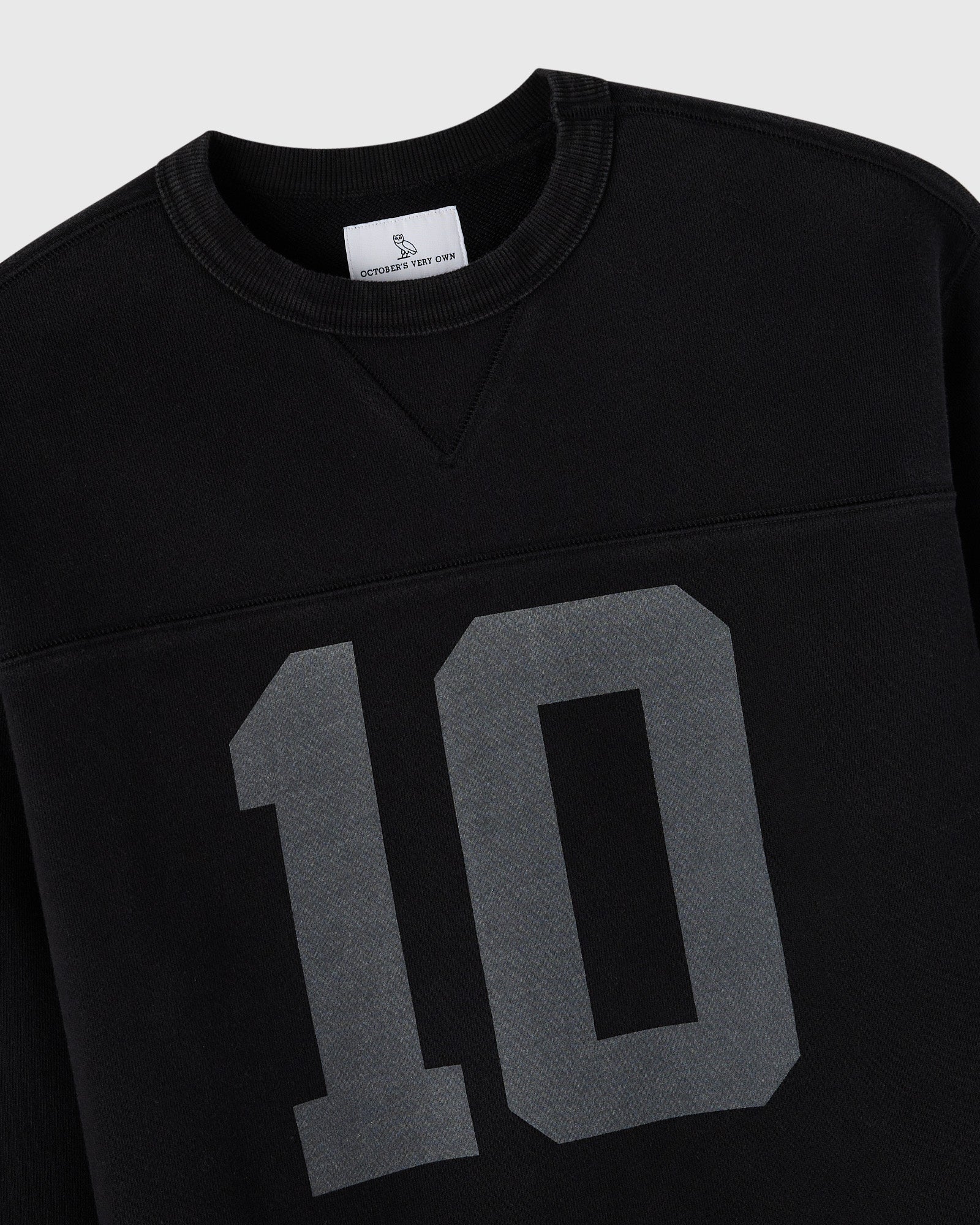 Enzyme Washed Panelled Crewneck - Black IMAGE #3