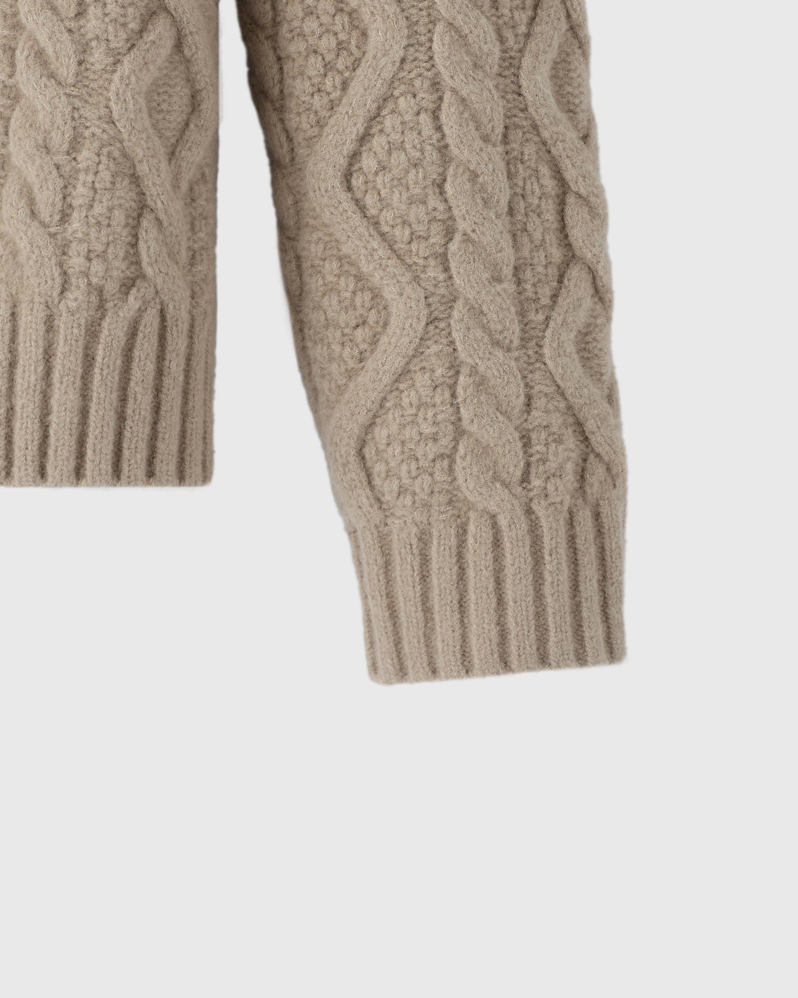 Cable Knit Sweater With Crest - Camel IMAGE #4