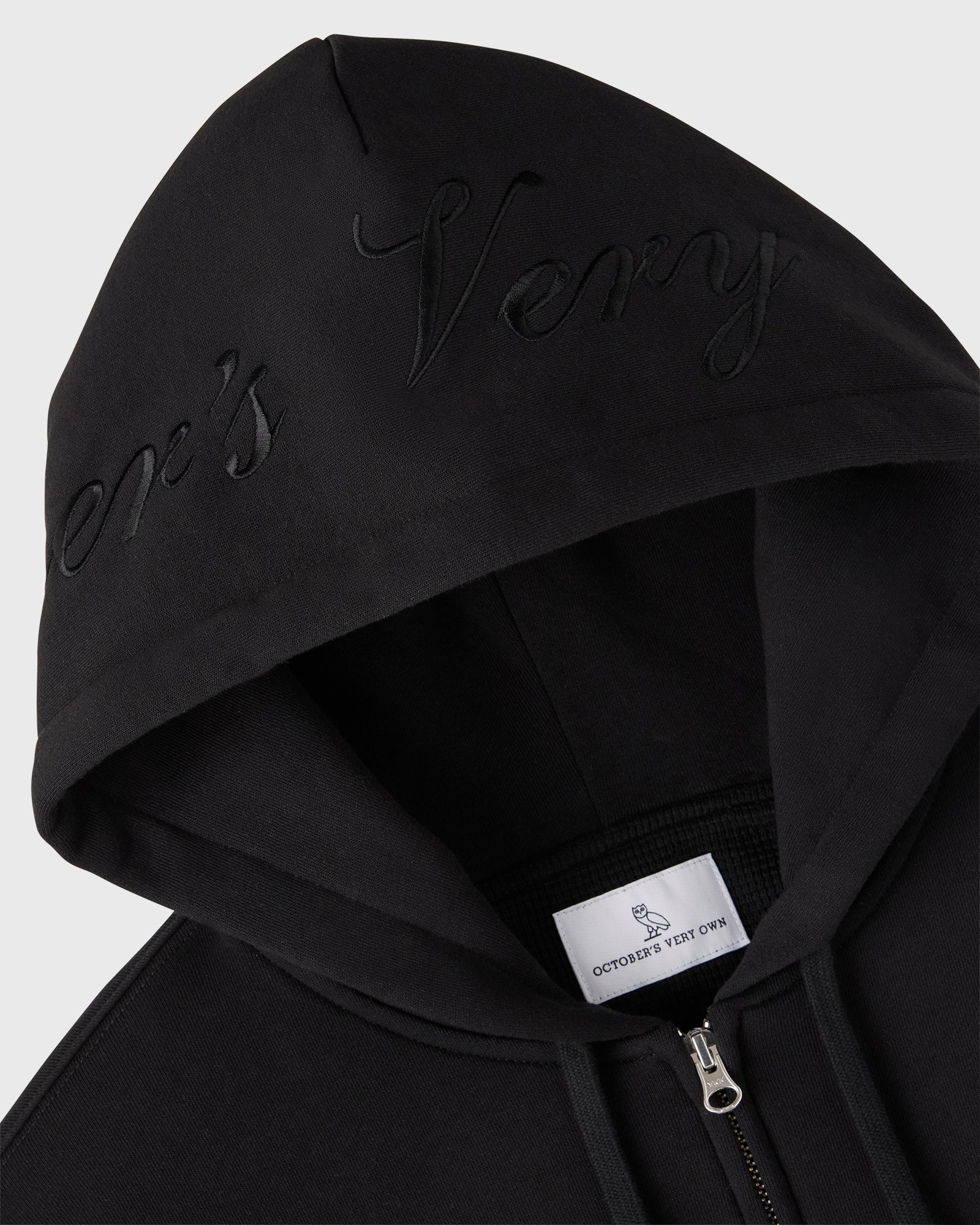 Waffle-Lined Full-Zip Hoodie - Black IMAGE #8