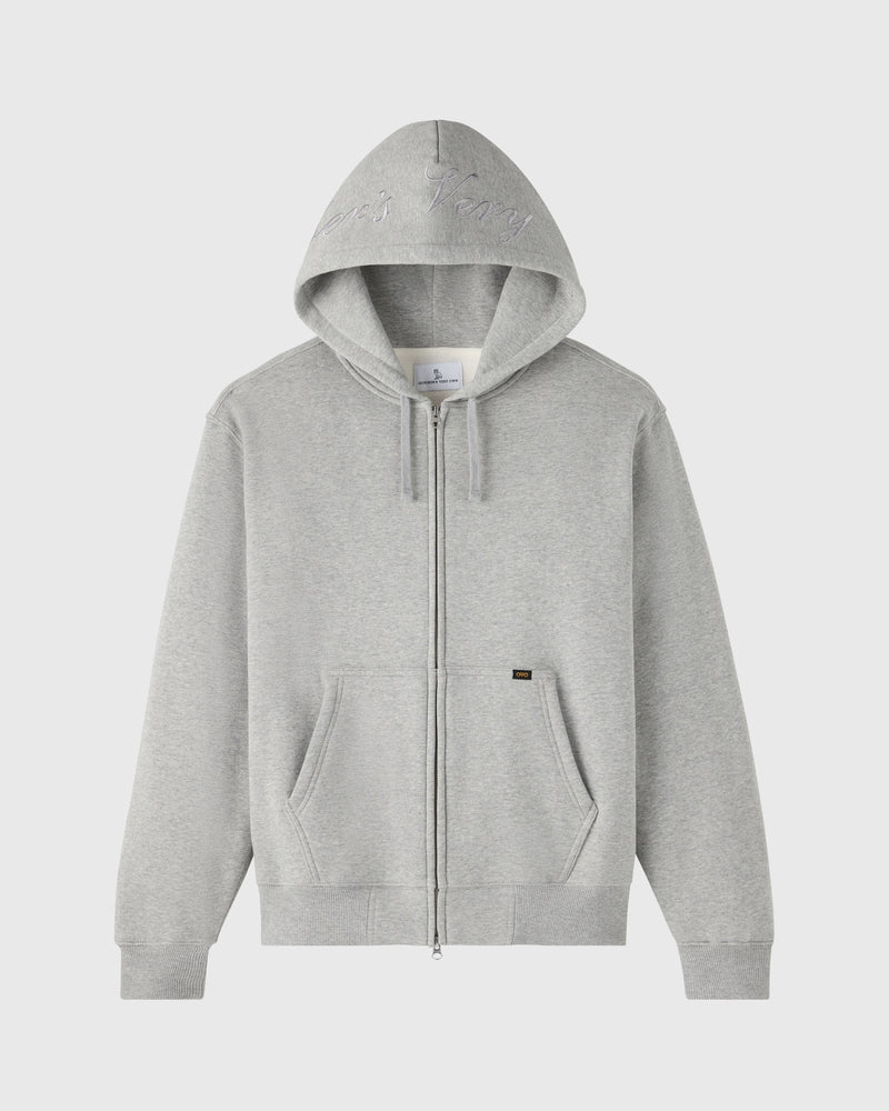 Waffle-Lined Full-Zip Hoodie - Heather Grey