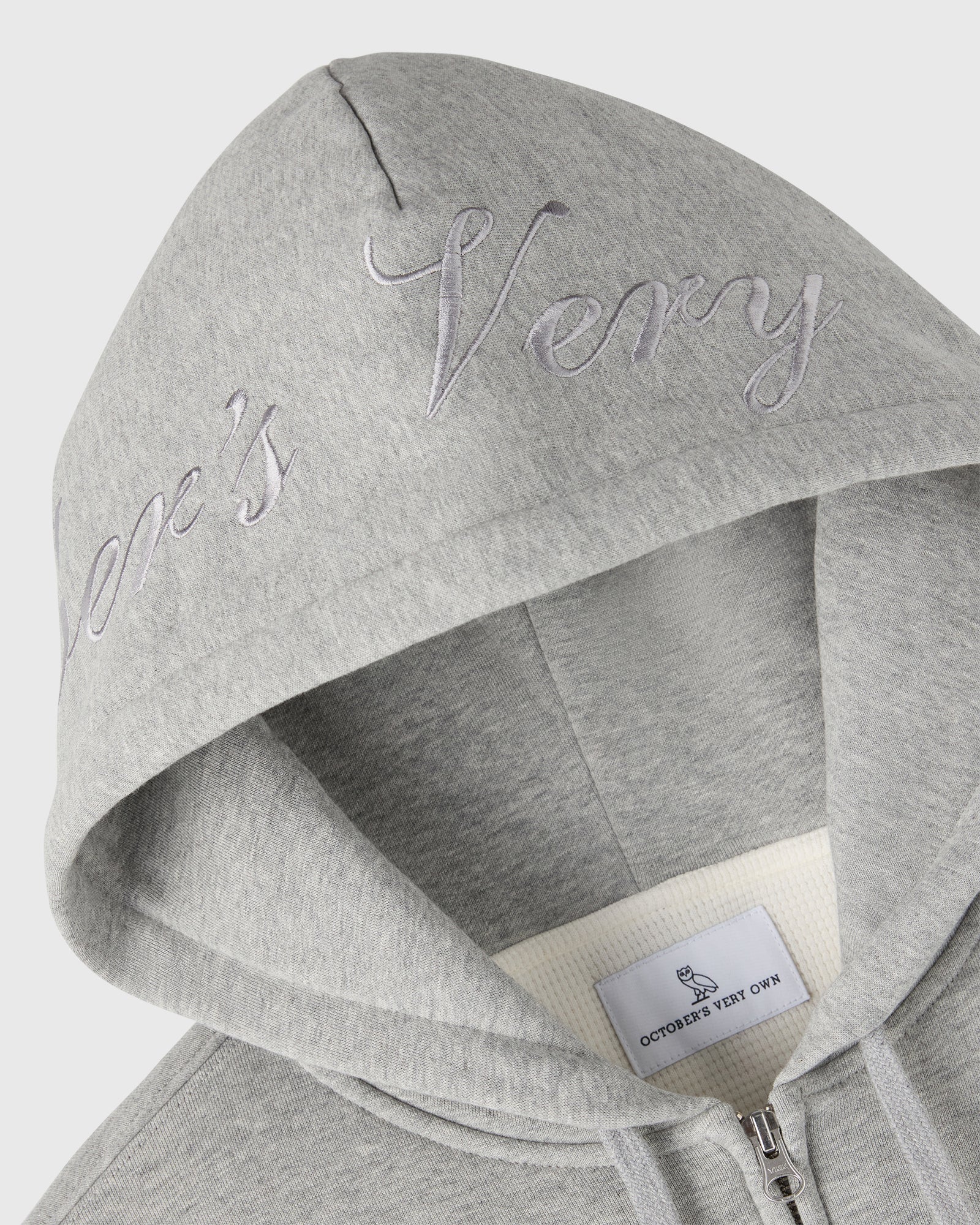 Waffle-Lined Full-Zip Hoodie - Heather Grey IMAGE #7