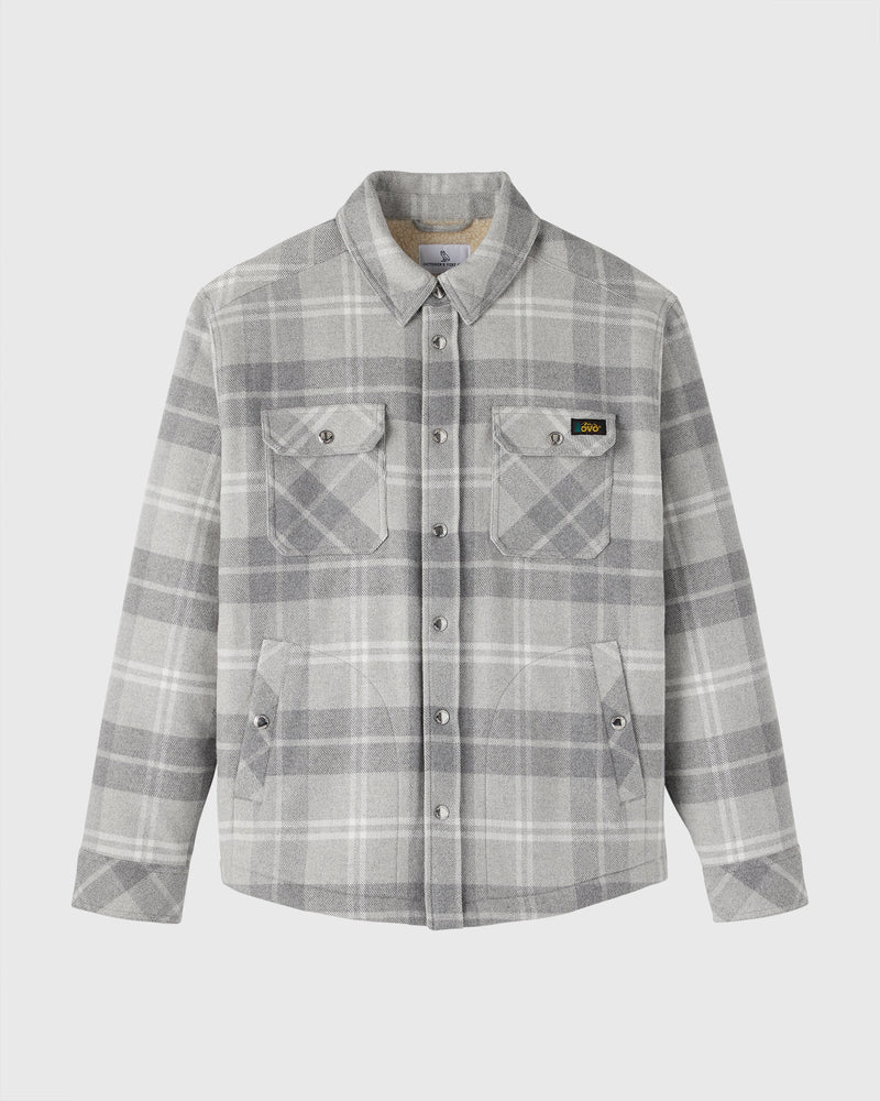 Sherpa Lined Shirt Jacket - Heather Grey Plaid