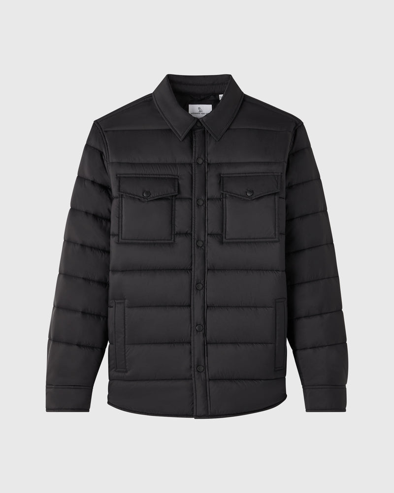 Nylon Quilted Shirt Jacket - Black