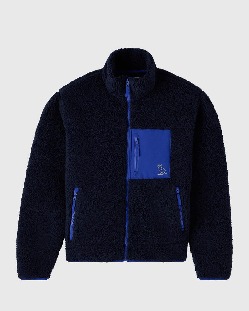 Deep Pile Sherpa Full-Zip Jacket - Navy