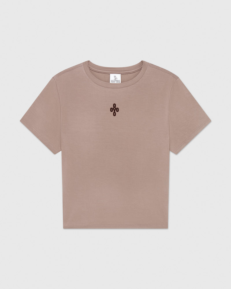Cropped Pom Pom T-Shirt - Mauve