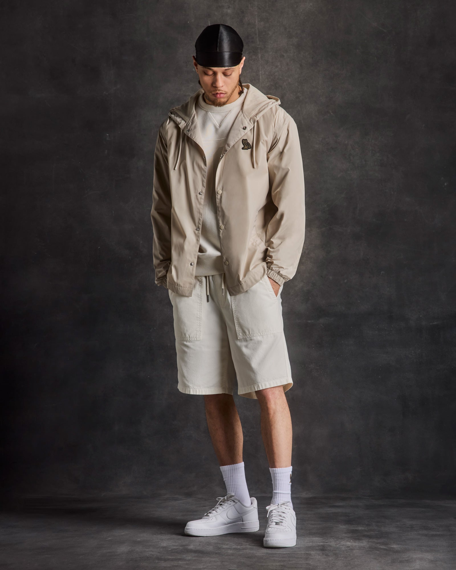 Hooded Coaches Jacket - Beige IMAGE #2