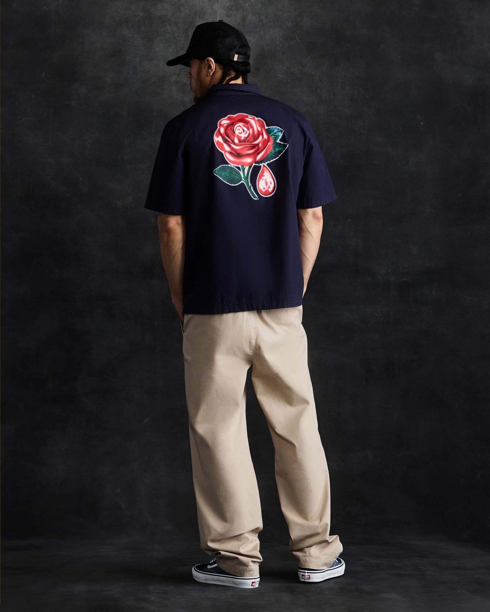 Rose Drop Poplin Camp Shirt - Navy IMAGE #2