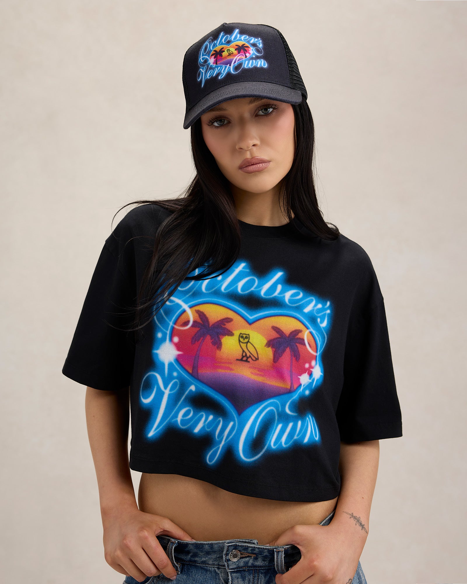 Vacation Cropped T-Shirt - Black IMAGE #2